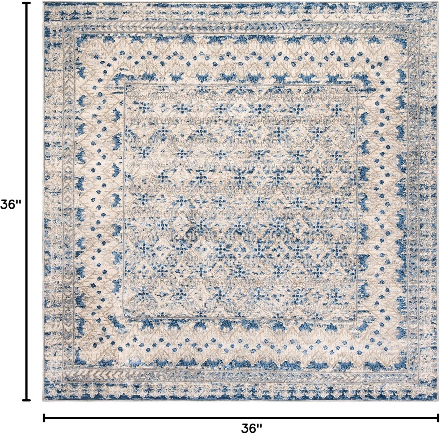 image:imageSAFAVIEH Brentwood Collection 8 x 10 Blue Yellow BNT899M Traditional Oriental Distressed NonShedding Living Room Bedroom Dining Home Office Area RugLight Grey Blue