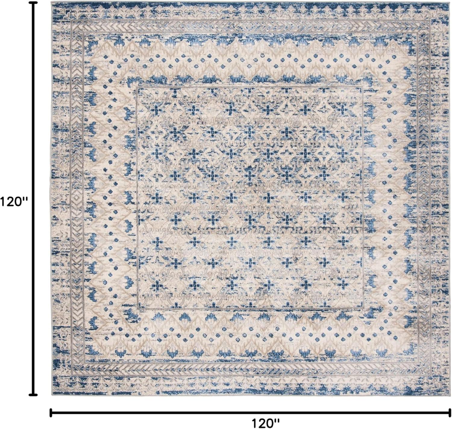 image:imageSAFAVIEH Brentwood Collection 8 x 10 Blue Yellow BNT899M Traditional Oriental Distressed NonShedding Living Room Bedroom Dining Home Office Area RugLight Grey Blue