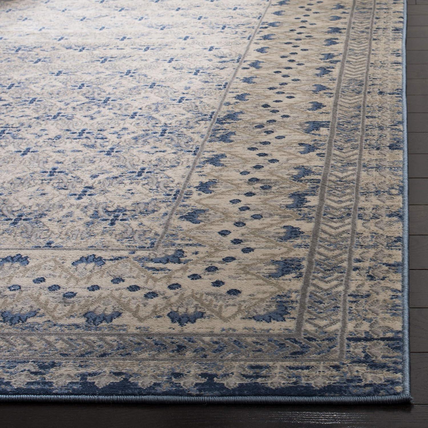 image:imageSAFAVIEH Brentwood Collection 8 x 10 Blue Yellow BNT899M Traditional Oriental Distressed NonShedding Living Room Bedroom Dining Home Office Area RugLight Grey Blue