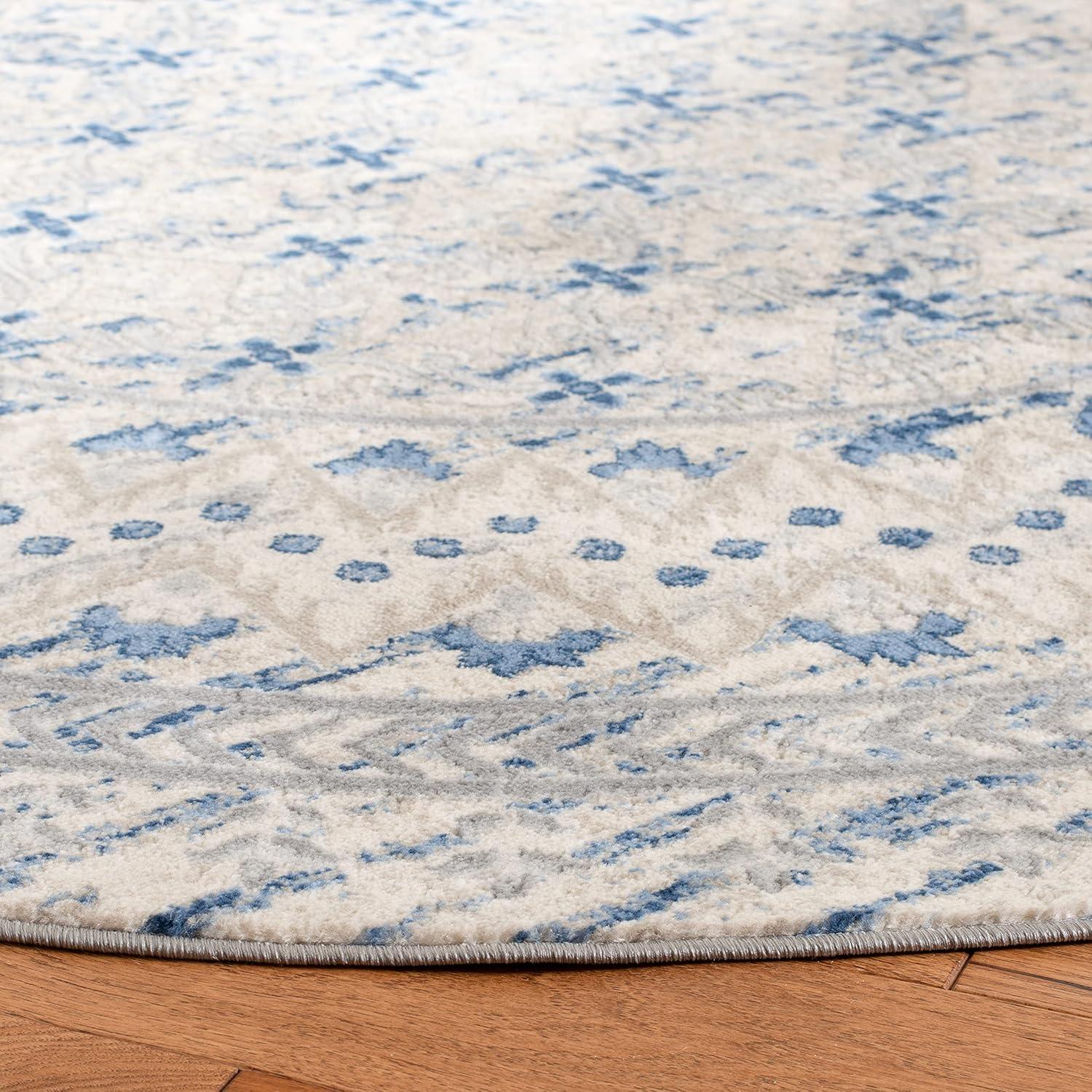 image:imageSAFAVIEH Brentwood Collection 8 x 10 Blue Yellow BNT899M Traditional Oriental Distressed NonShedding Living Room Bedroom Dining Home Office Area RugLight Grey Blue