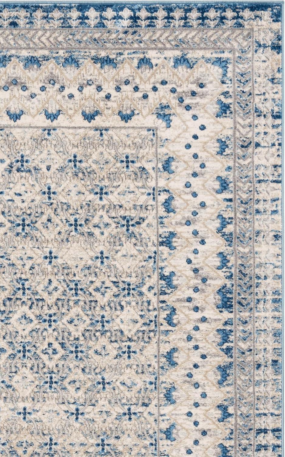 image:imageSAFAVIEH Brentwood Collection 8 x 10 Blue Yellow BNT899M Traditional Oriental Distressed NonShedding Living Room Bedroom Dining Home Office Area RugLight Grey Blue