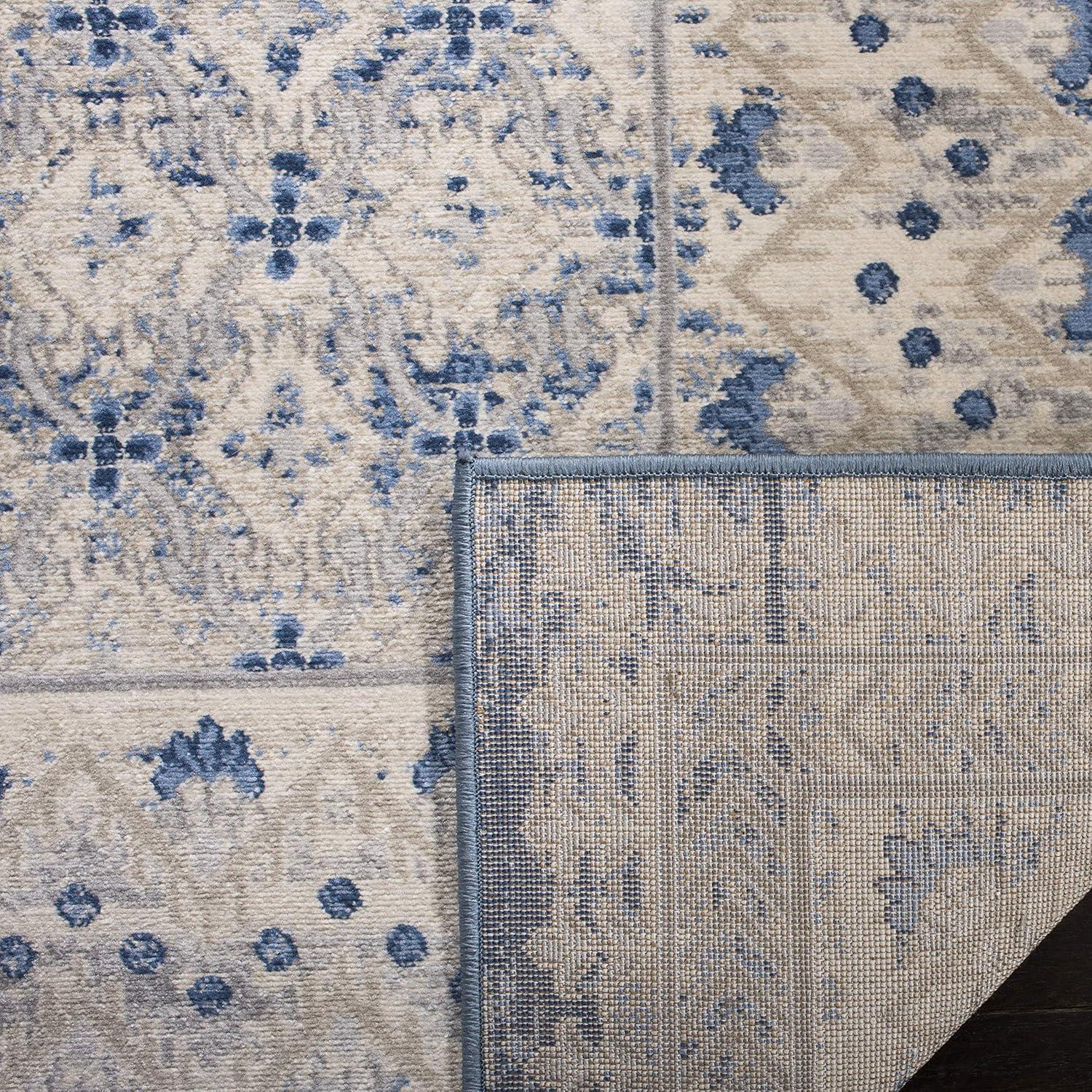image:imageSAFAVIEH Brentwood Collection 8 x 10 Blue Yellow BNT899M Traditional Oriental Distressed NonShedding Living Room Bedroom Dining Home Office Area RugLight Grey Blue