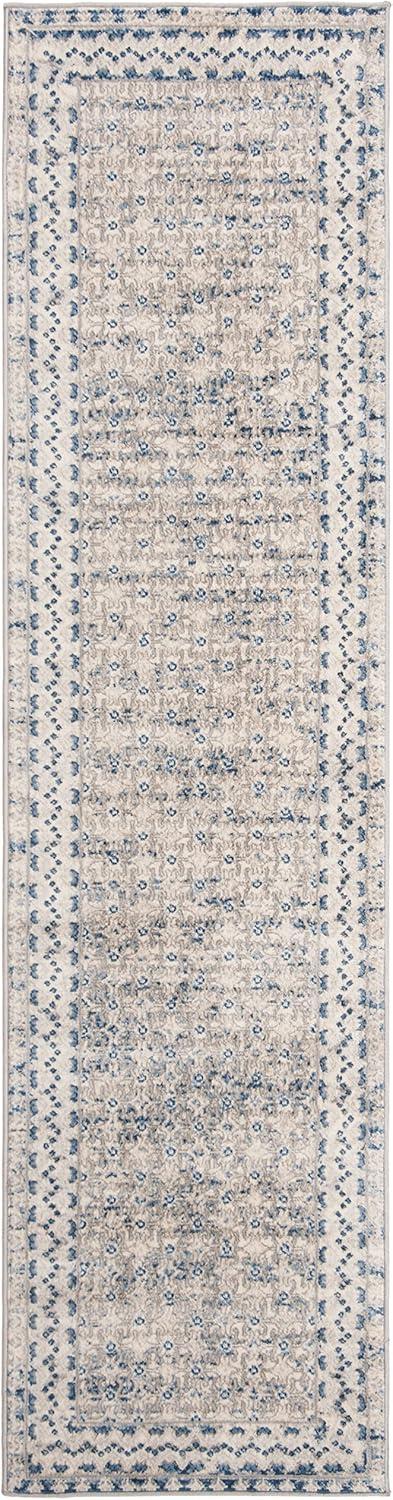 image:imageSAFAVIEH Brentwood Collection 8 x 10 Blue Yellow BNT899M Traditional Oriental Distressed NonShedding Living Room Bedroom Dining Home Office Area RugLight Grey Blue