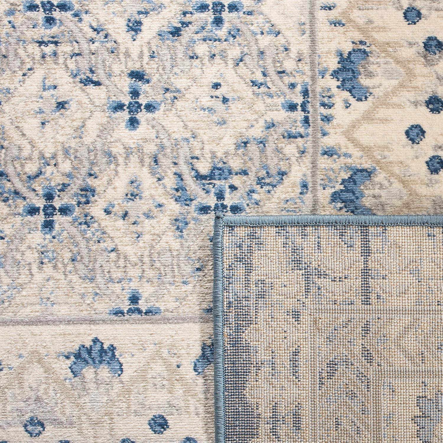 image:imageSAFAVIEH Brentwood Collection 8 x 10 Blue Yellow BNT899M Traditional Oriental Distressed NonShedding Living Room Bedroom Dining Home Office Area RugLight Grey Blue