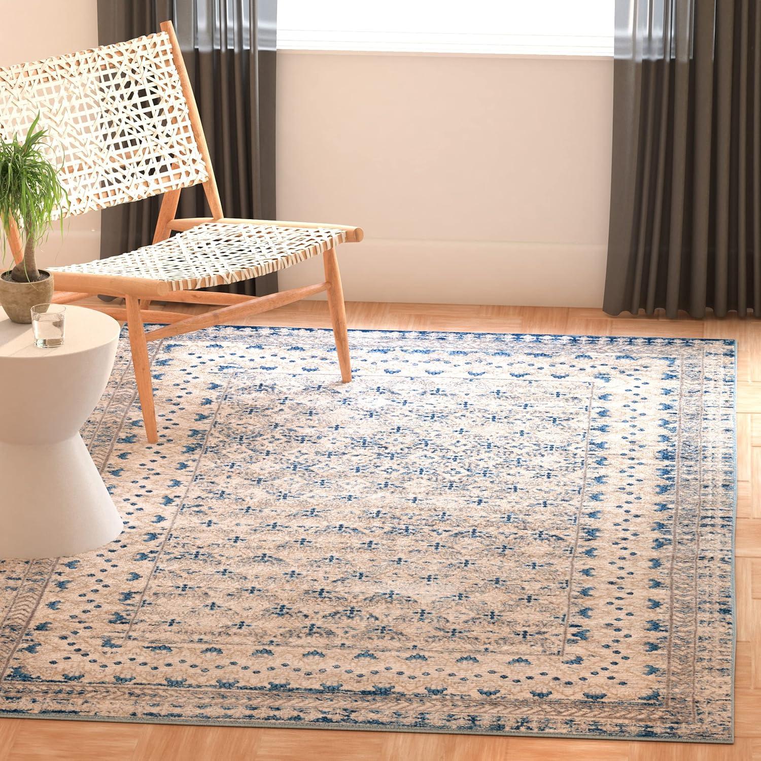 image:imageSAFAVIEH Brentwood Collection 8 x 10 Blue Yellow BNT899M Traditional Oriental Distressed NonShedding Living Room Bedroom Dining Home Office Area RugLight Grey Blue