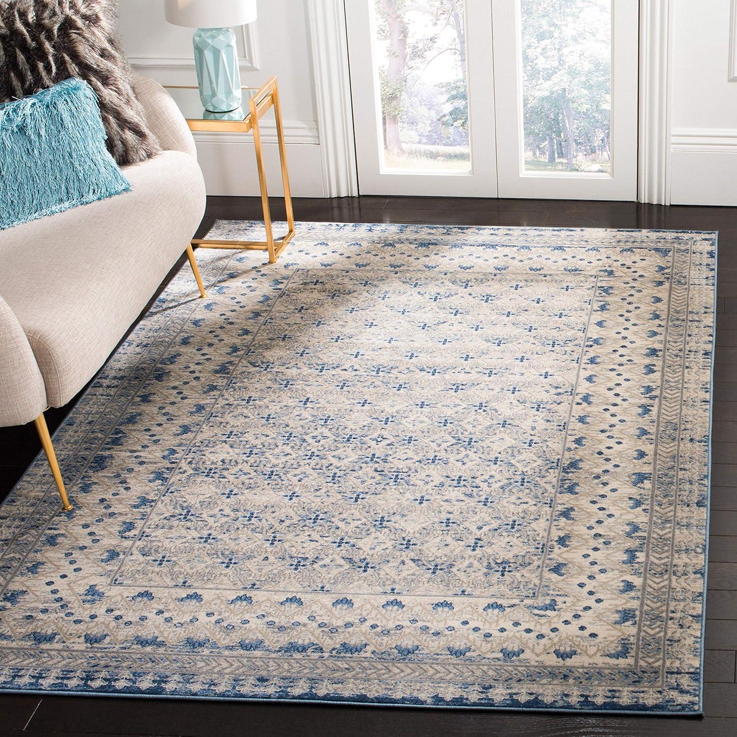 image:imageSAFAVIEH Brentwood Collection 8 x 10 Blue Yellow BNT899M Traditional Oriental Distressed NonShedding Living Room Bedroom Dining Home Office Area RugLight Grey Blue