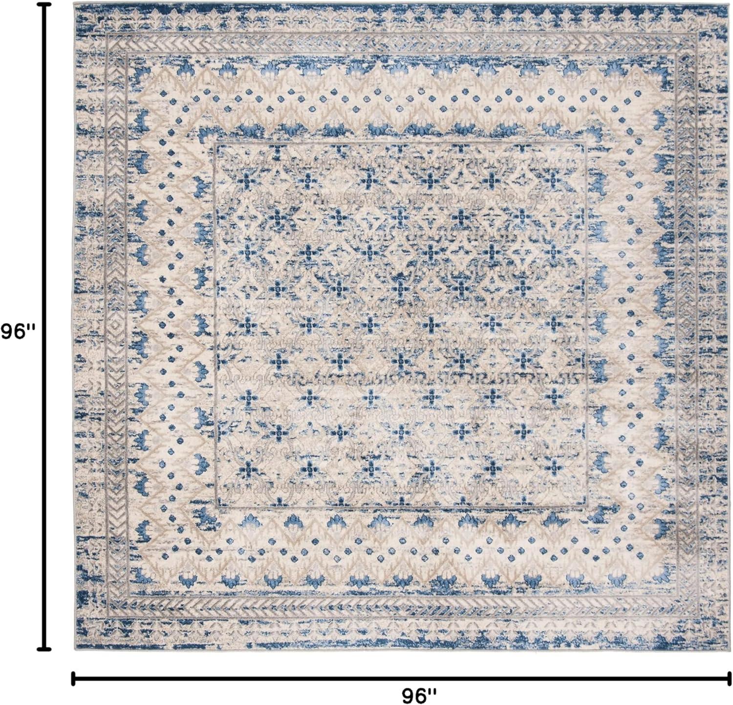 image:imageSAFAVIEH Brentwood Collection 8 x 10 Blue Yellow BNT899M Traditional Oriental Distressed NonShedding Living Room Bedroom Dining Home Office Area RugLight Grey Blue