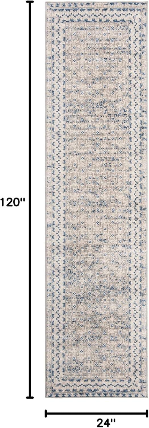 image:imageSAFAVIEH Brentwood Collection 8 x 10 Blue Yellow BNT899M Traditional Oriental Distressed NonShedding Living Room Bedroom Dining Home Office Area RugLight Grey Blue
