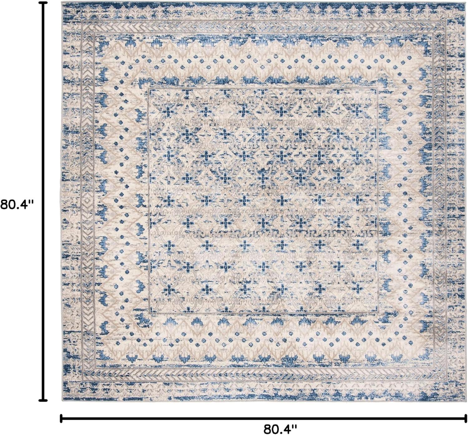 image:imageSAFAVIEH Brentwood Collection 8 x 10 Blue Yellow BNT899M Traditional Oriental Distressed NonShedding Living Room Bedroom Dining Home Office Area RugLight Grey Blue