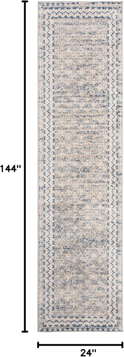 image:imageSAFAVIEH Brentwood Collection 8 x 10 Blue Yellow BNT899M Traditional Oriental Distressed NonShedding Living Room Bedroom Dining Home Office Area RugLight Grey Blue
