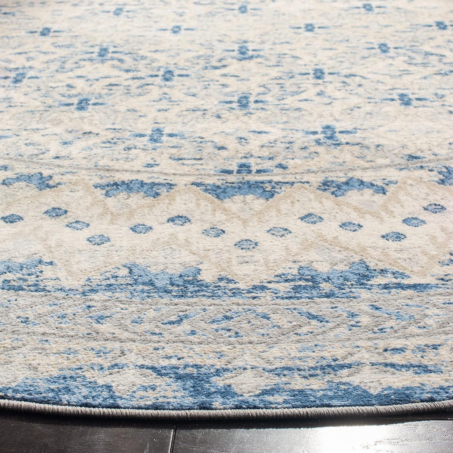 image:imageSAFAVIEH Brentwood Collection 8 x 10 Blue Yellow BNT899M Traditional Oriental Distressed NonShedding Living Room Bedroom Dining Home Office Area RugLight Grey Blue