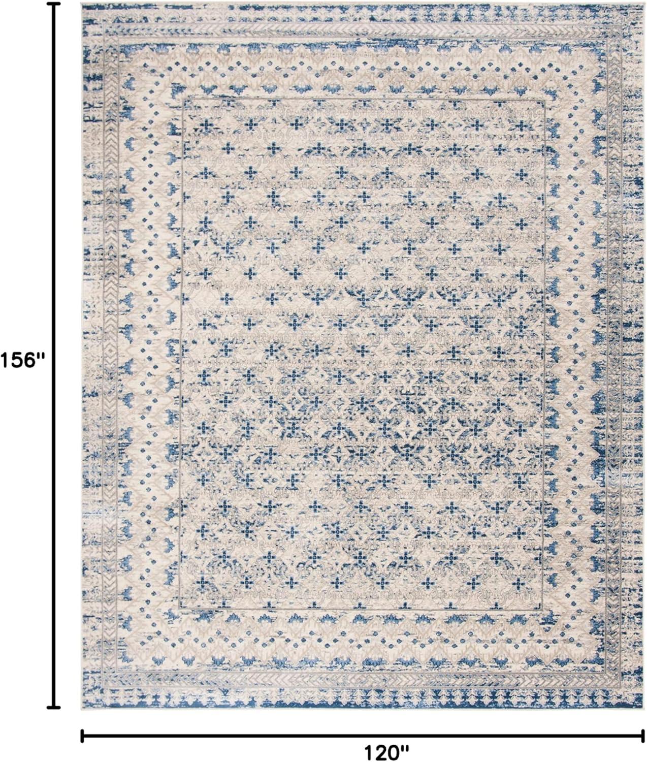 image:imageSAFAVIEH Brentwood Collection 8 x 10 Blue Yellow BNT899M Traditional Oriental Distressed NonShedding Living Room Bedroom Dining Home Office Area RugLight Grey Blue