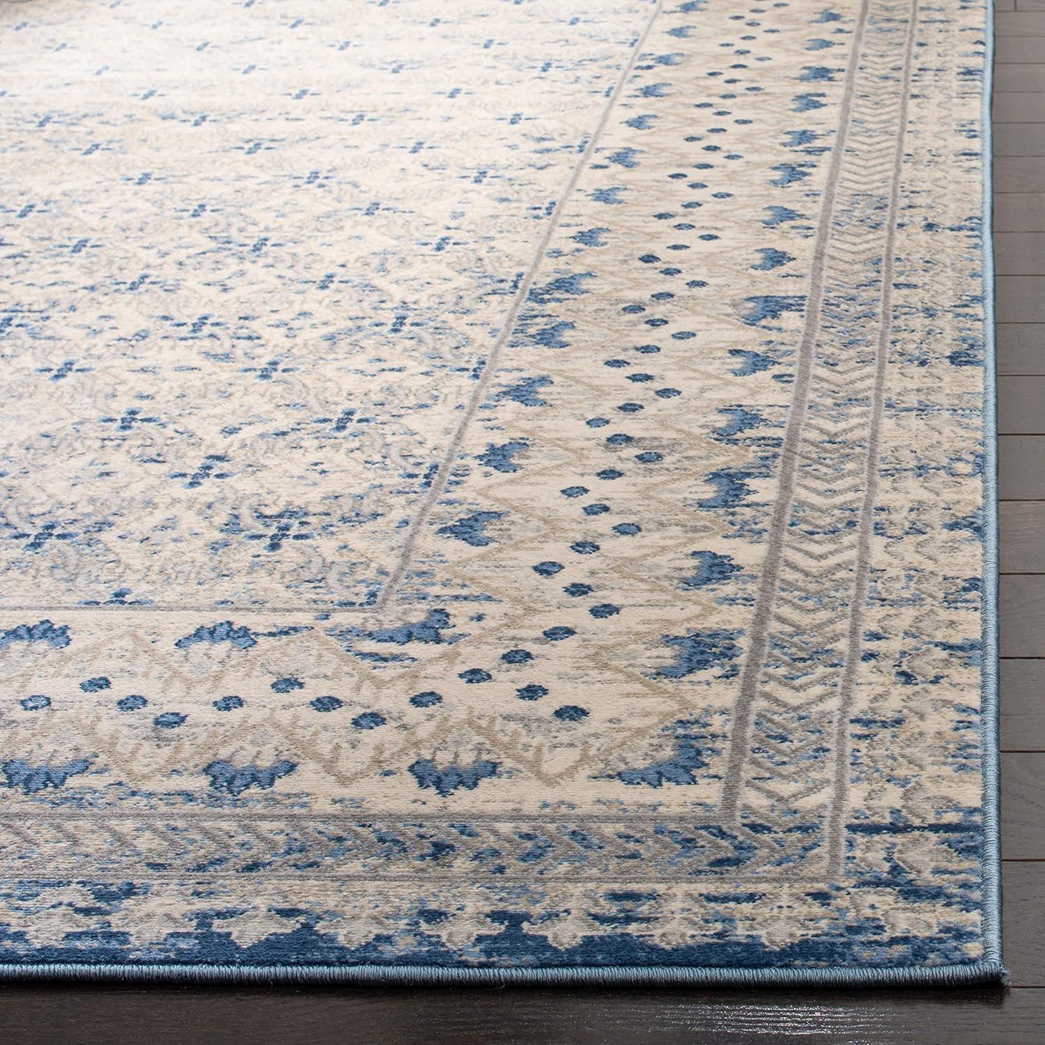 image:imageSAFAVIEH Brentwood Collection 8 x 10 Blue Yellow BNT899M Traditional Oriental Distressed NonShedding Living Room Bedroom Dining Home Office Area RugLight Grey Blue