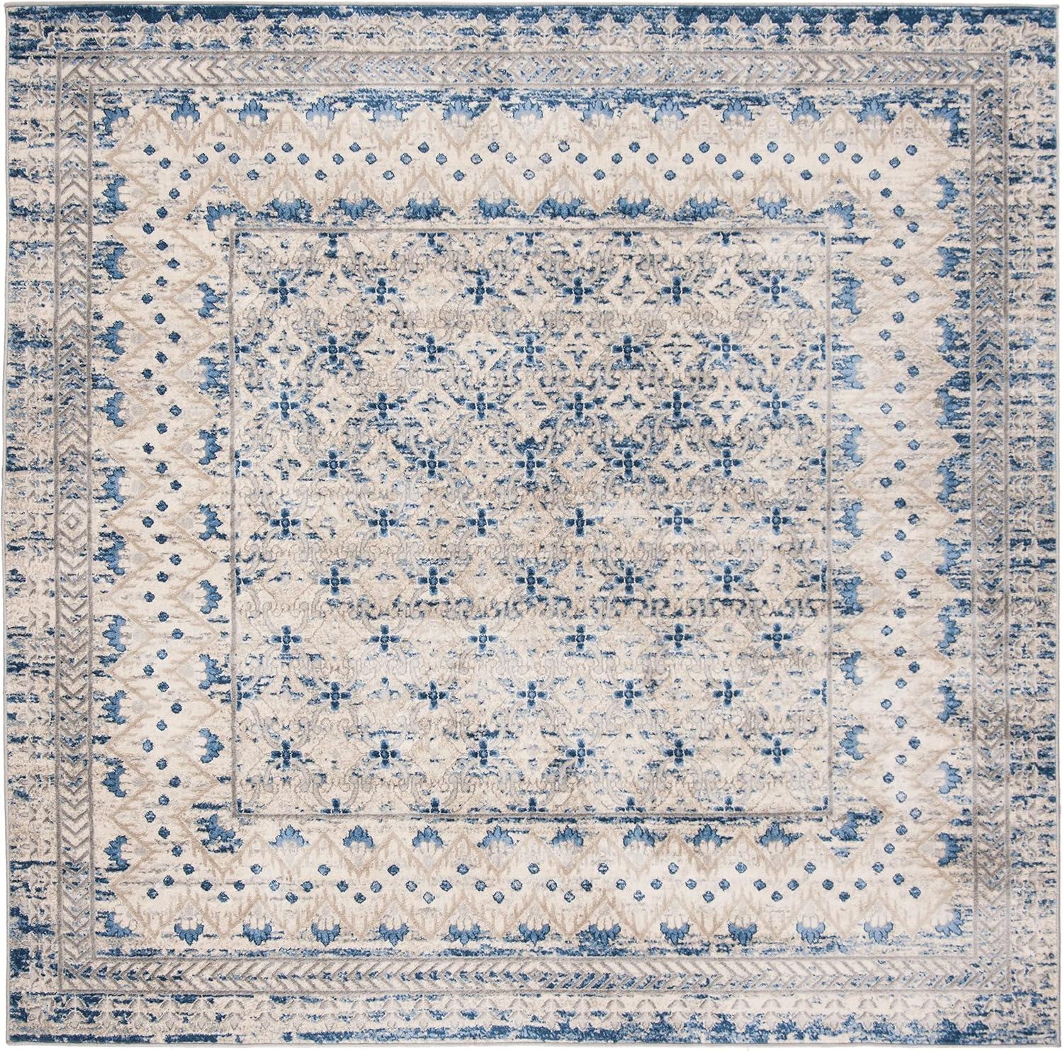 image:imageSAFAVIEH Brentwood Collection 8 x 10 Blue Yellow BNT899M Traditional Oriental Distressed NonShedding Living Room Bedroom Dining Home Office Area RugLight Grey Blue