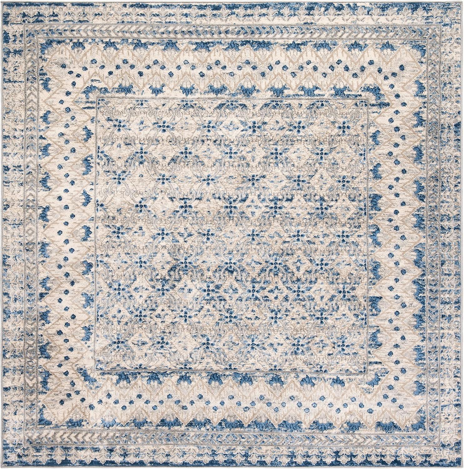 image:imageSAFAVIEH Brentwood Collection 8 x 10 Blue Yellow BNT899M Traditional Oriental Distressed NonShedding Living Room Bedroom Dining Home Office Area RugLight Grey Blue