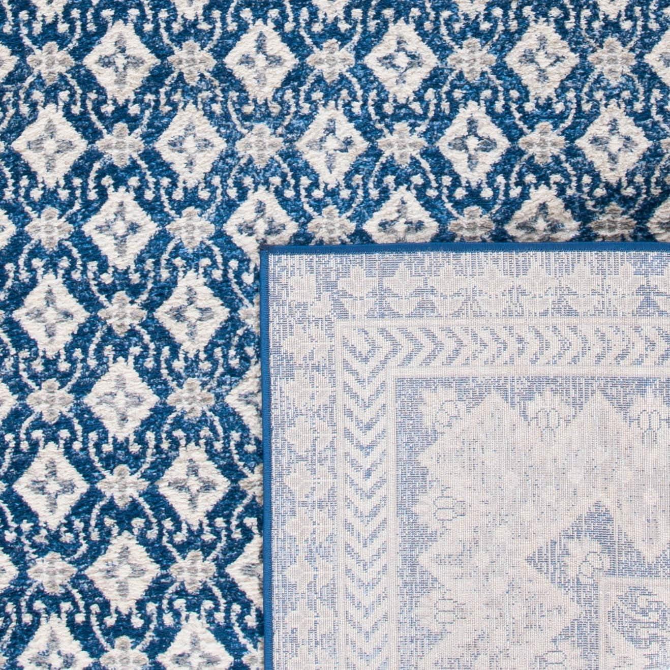 image:imageSAFAVIEH Brentwood Collection 8 x 10 Blue Yellow BNT899M Traditional Oriental Distressed NonShedding Living Room Bedroom Dining Home Office Area RugNavyBeige