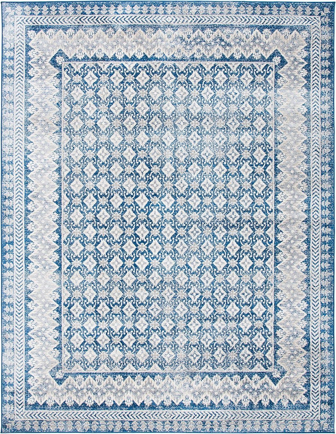 image:imageSAFAVIEH Brentwood Collection 8 x 10 Blue Yellow BNT899M Traditional Oriental Distressed NonShedding Living Room Bedroom Dining Home Office Area RugNavyBeige