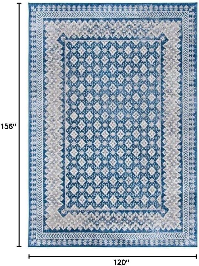 image:imageSAFAVIEH Brentwood Collection 8 x 10 Blue Yellow BNT899M Traditional Oriental Distressed NonShedding Living Room Bedroom Dining Home Office Area RugNavyBeige