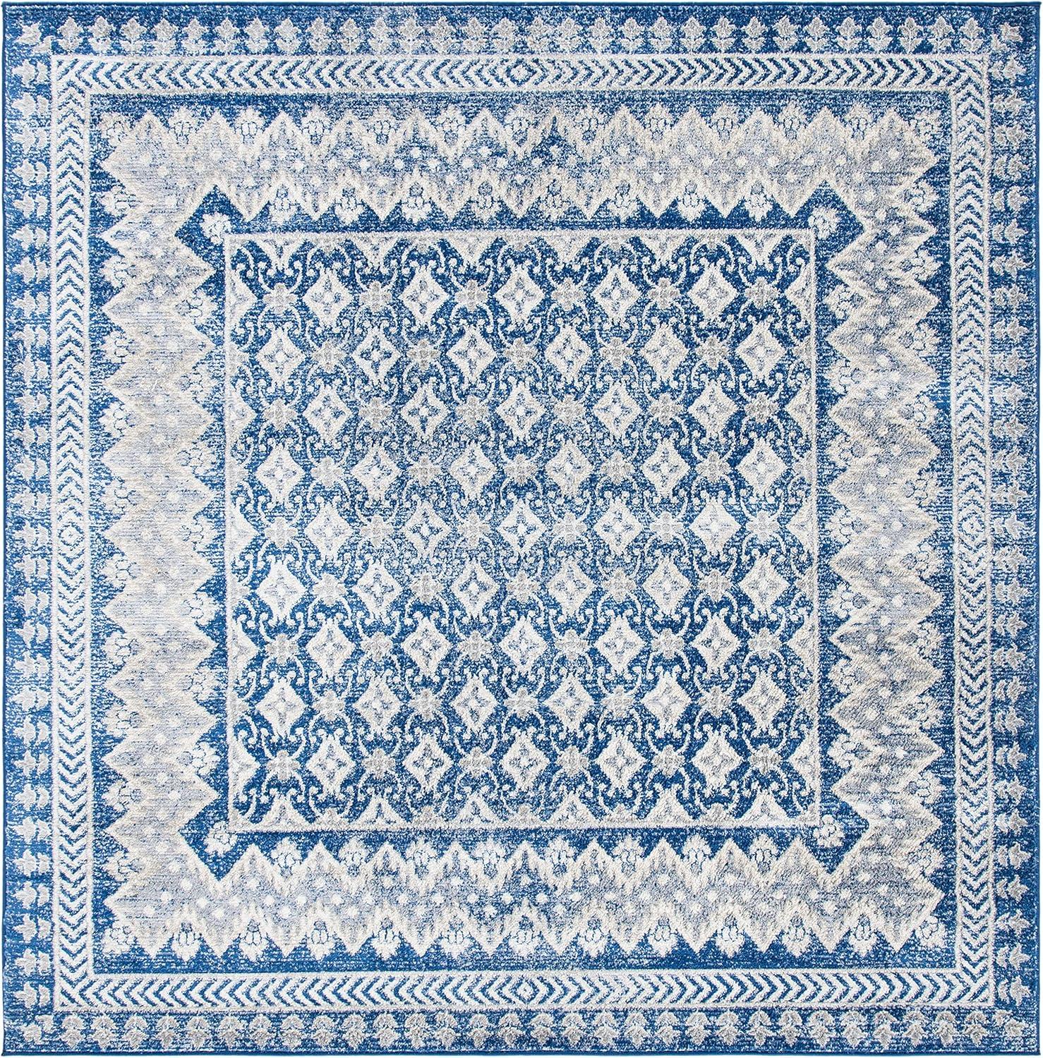 image:imageSAFAVIEH Brentwood Collection 8 x 10 Blue Yellow BNT899M Traditional Oriental Distressed NonShedding Living Room Bedroom Dining Home Office Area RugNavyBeige
