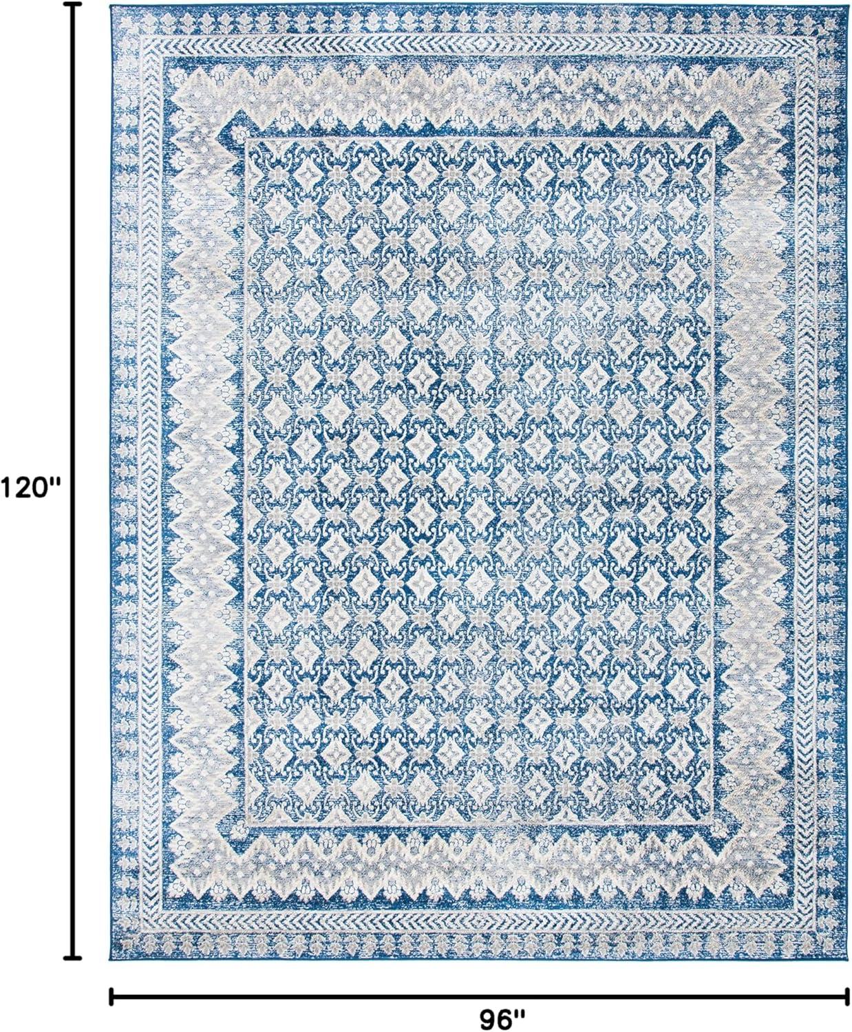 image:imageSAFAVIEH Brentwood Collection 8 x 10 Blue Yellow BNT899M Traditional Oriental Distressed NonShedding Living Room Bedroom Dining Home Office Area RugNavyBeige
