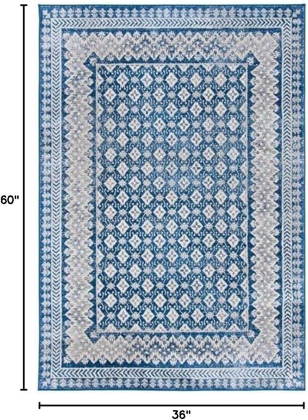 image:imageSAFAVIEH Brentwood Collection 8 x 10 Blue Yellow BNT899M Traditional Oriental Distressed NonShedding Living Room Bedroom Dining Home Office Area RugNavyBeige