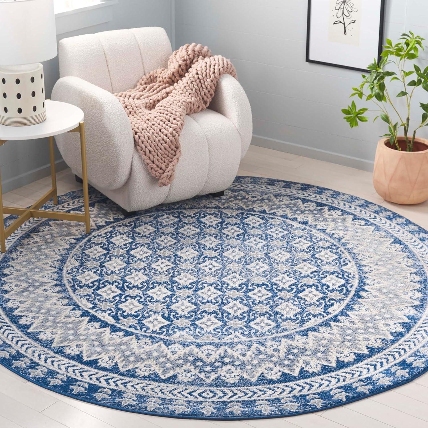 image:imageSAFAVIEH Brentwood Collection 8 x 10 Blue Yellow BNT899M Traditional Oriental Distressed NonShedding Living Room Bedroom Dining Home Office Area RugNavyBeige
