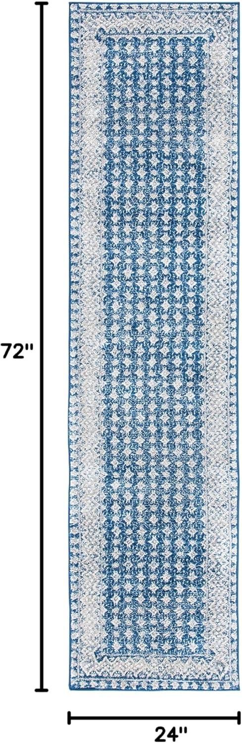 image:imageSAFAVIEH Brentwood Collection 8 x 10 Blue Yellow BNT899M Traditional Oriental Distressed NonShedding Living Room Bedroom Dining Home Office Area RugNavyBeige