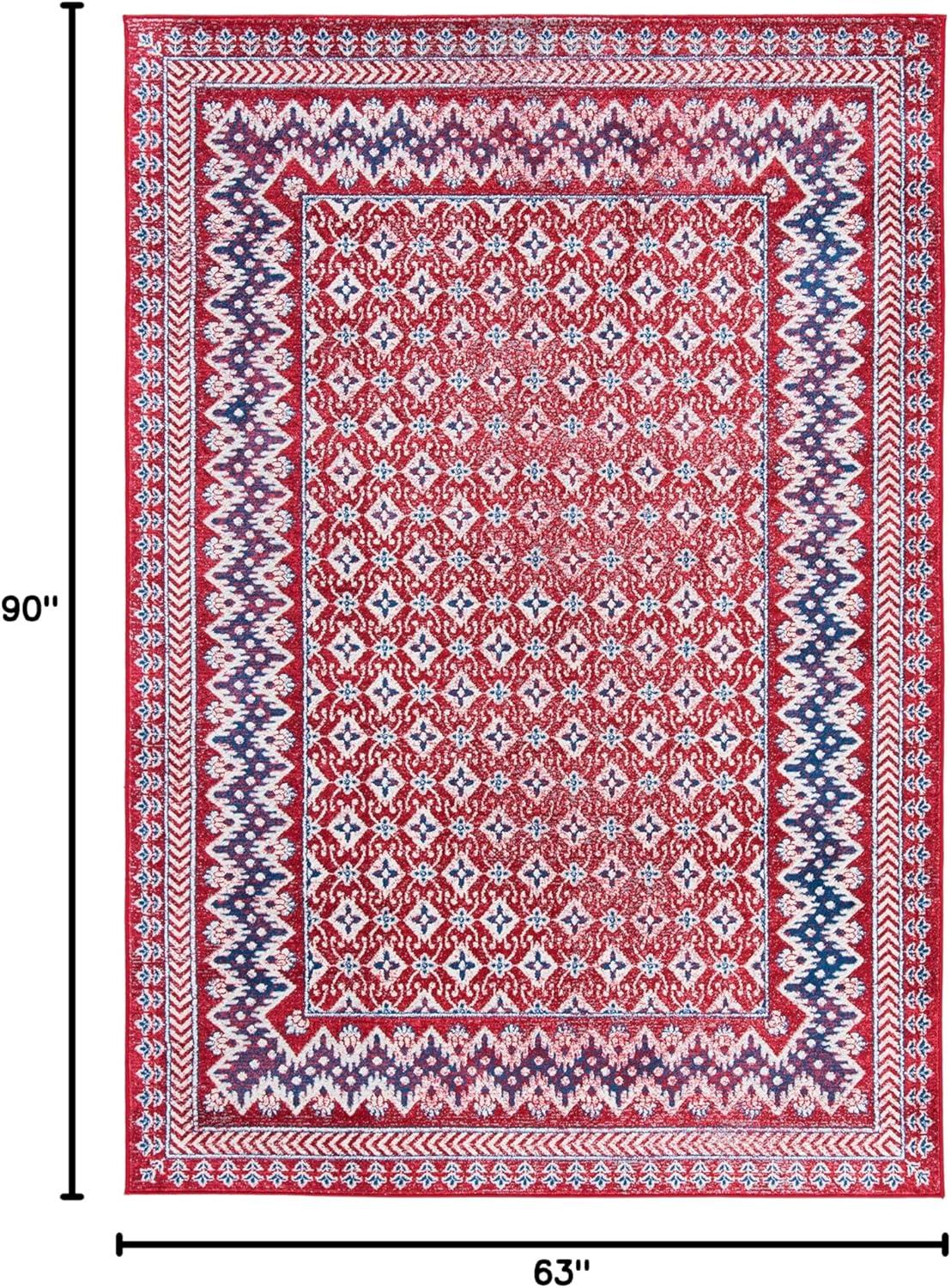 image:imageSAFAVIEH Brentwood Collection 8 x 10 Blue Yellow BNT899M Traditional Oriental Distressed NonShedding Living Room Bedroom Dining Home Office Area RugRedIvory