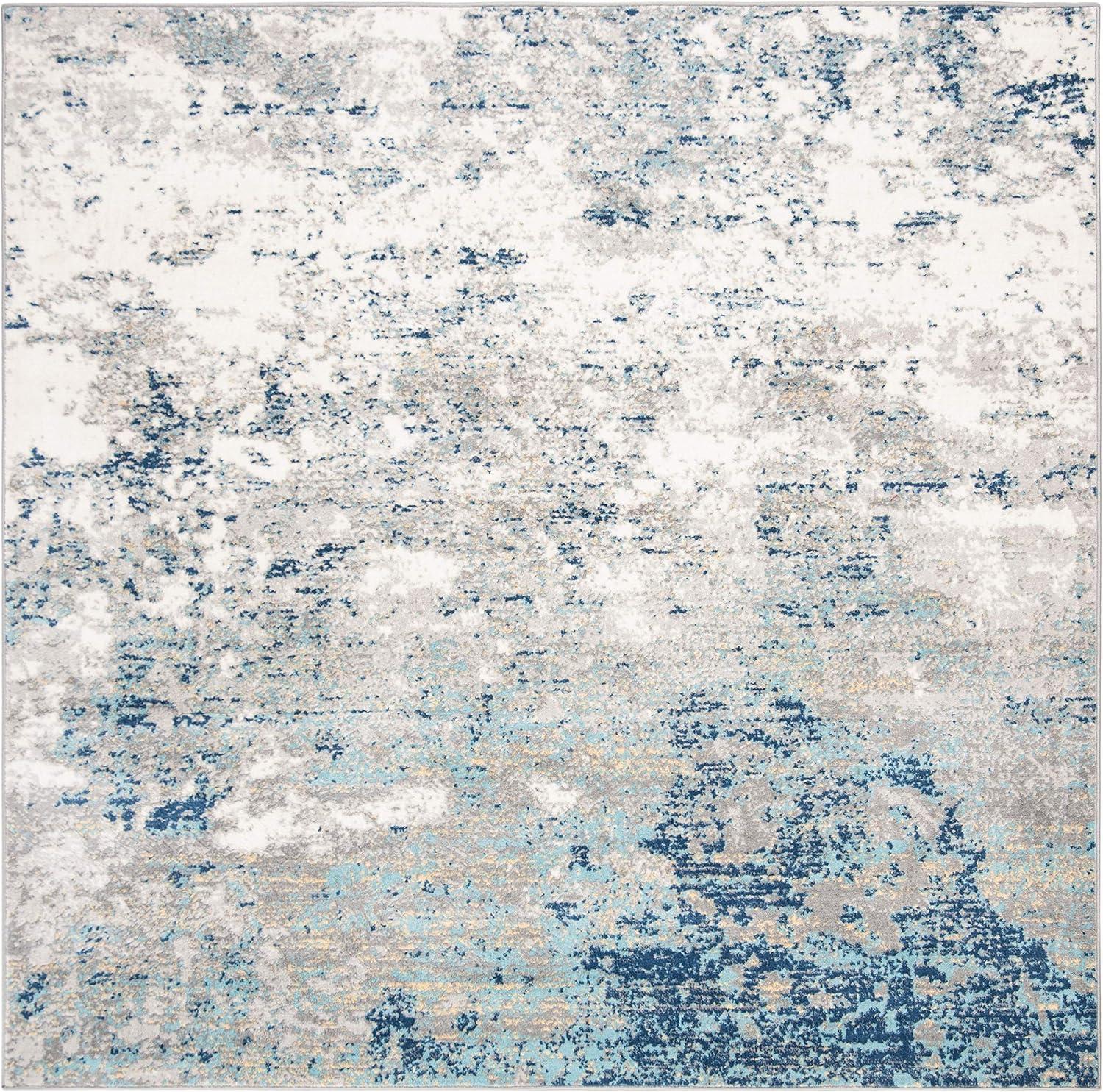 image:imageSAFAVIEH Brentwood Collection Area Rug 9 x 12 Grey amp Ivory Modern Abstract Design NonShedding amp Easy Care Ideal for High Traffic Areas in Living Room Bedroom BNT822HLight Grey Blue
