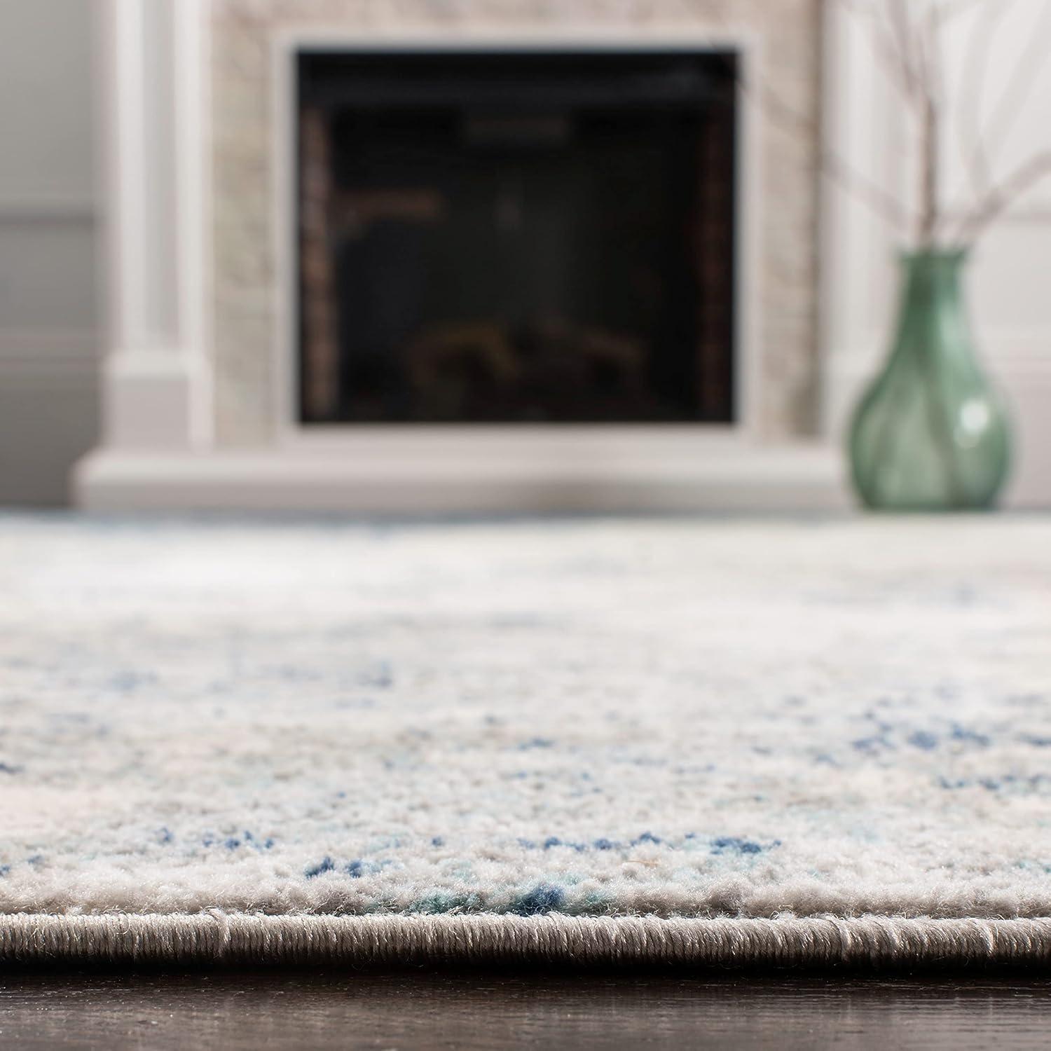 image:imageSAFAVIEH Brentwood Collection Area Rug 9 x 12 Grey amp Ivory Modern Abstract Design NonShedding amp Easy Care Ideal for High Traffic Areas in Living Room Bedroom BNT822HLight Grey Blue
