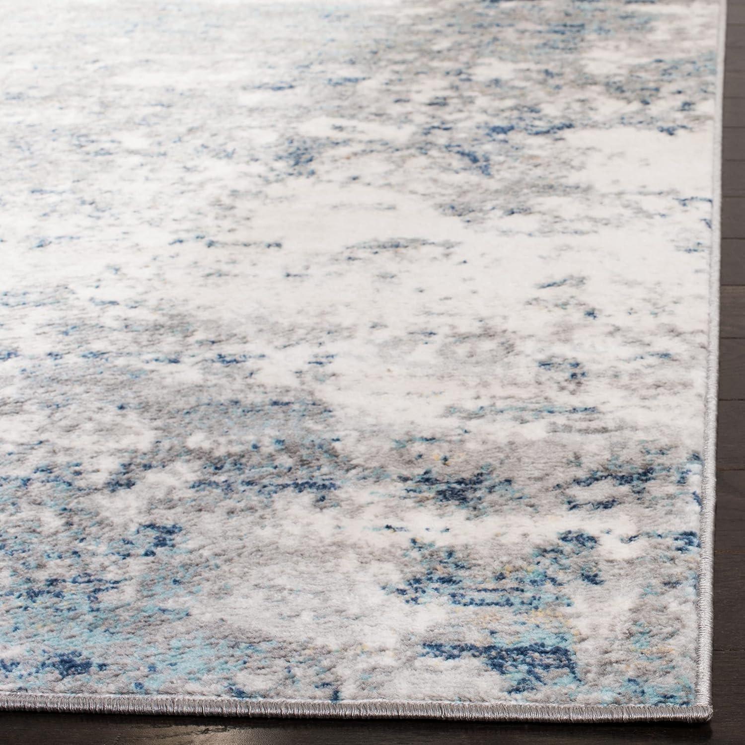 image:imageSAFAVIEH Brentwood Collection Area Rug 9 x 12 Grey amp Ivory Modern Abstract Design NonShedding amp Easy Care Ideal for High Traffic Areas in Living Room Bedroom BNT822HLight Grey Blue