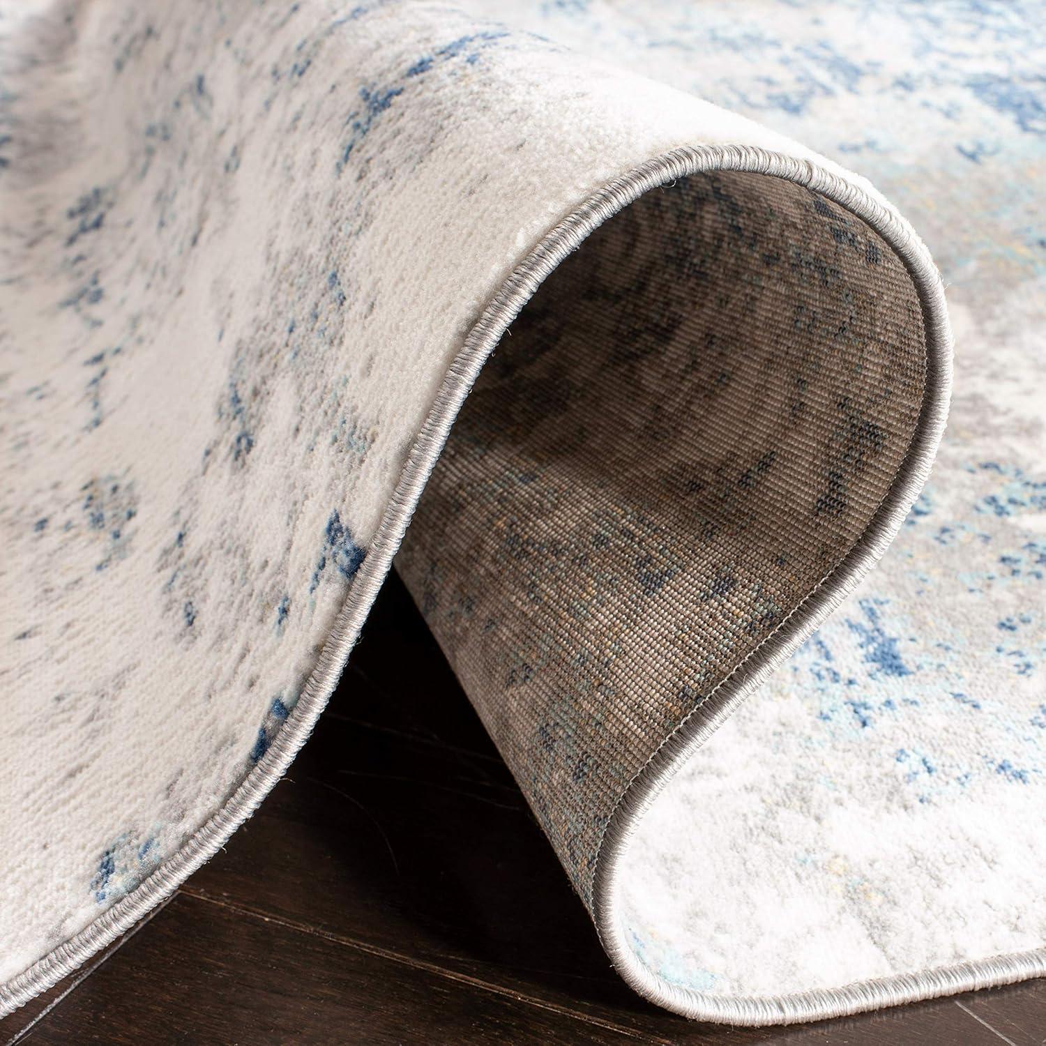 image:imageSAFAVIEH Brentwood Collection Area Rug 9 x 12 Grey amp Ivory Modern Abstract Design NonShedding amp Easy Care Ideal for High Traffic Areas in Living Room Bedroom BNT822HLight Grey Blue