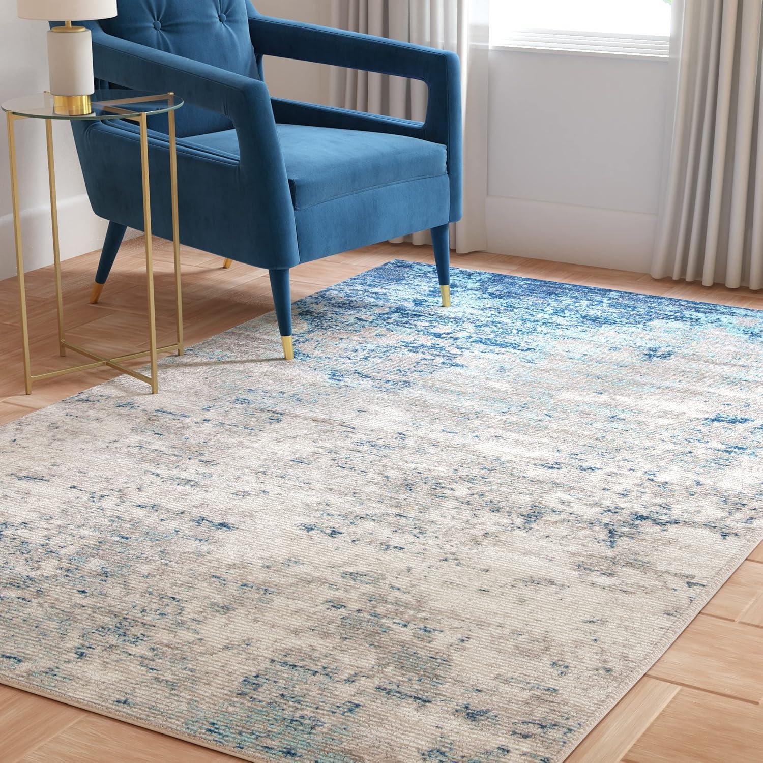 image:imageSAFAVIEH Brentwood Collection Area Rug 9 x 12 Grey amp Ivory Modern Abstract Design NonShedding amp Easy Care Ideal for High Traffic Areas in Living Room Bedroom BNT822HLight Grey Blue
