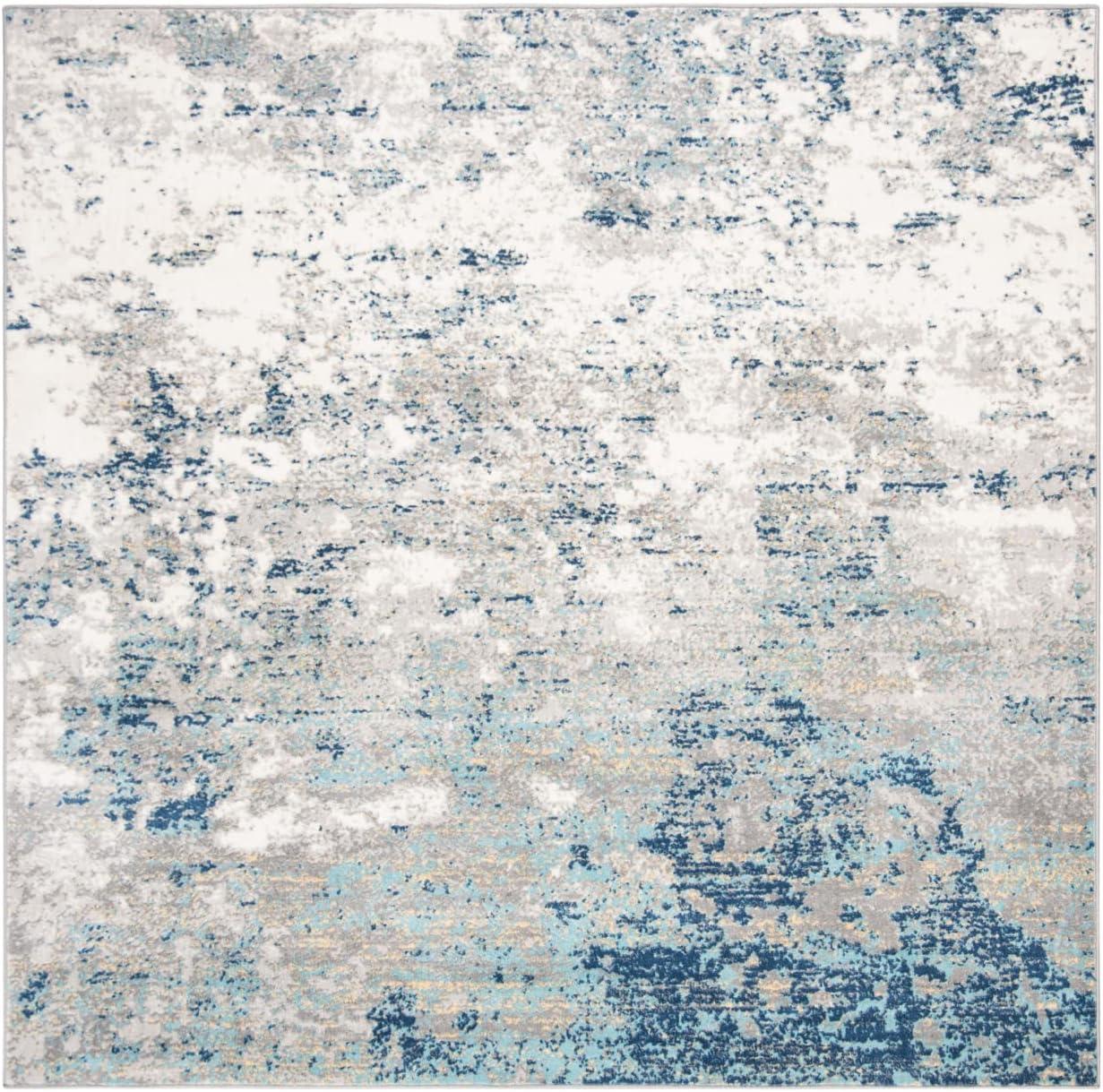 image:imageSAFAVIEH Brentwood Collection Area Rug 9 x 12 Grey amp Ivory Modern Abstract Design NonShedding amp Easy Care Ideal for High Traffic Areas in Living Room Bedroom BNT822HLight Grey Blue