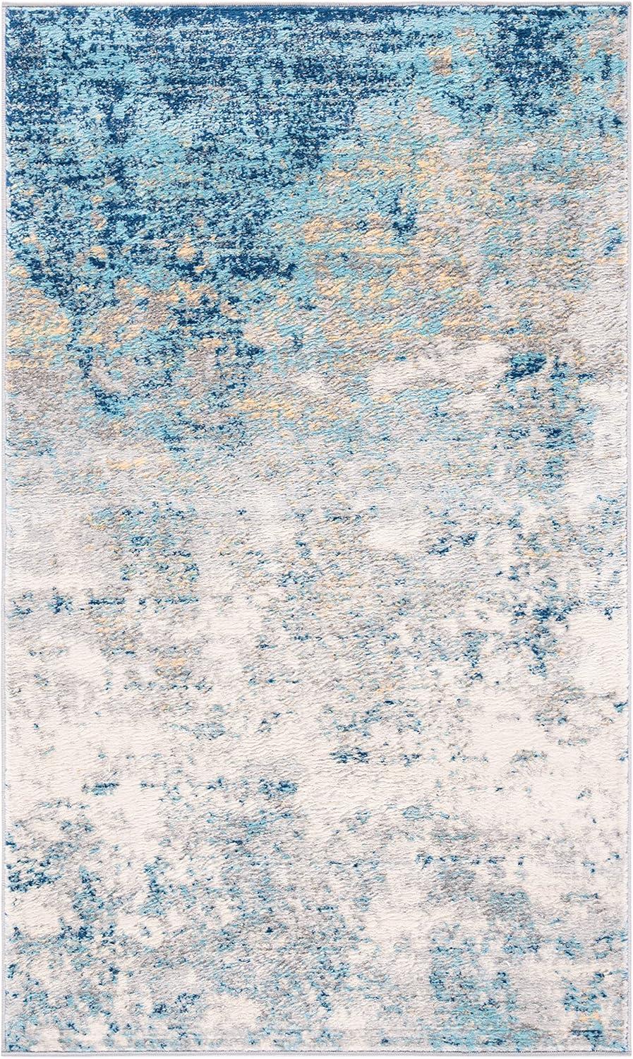 image:imageSAFAVIEH Brentwood Collection Area Rug 9 x 12 Grey amp Ivory Modern Abstract Design NonShedding amp Easy Care Ideal for High Traffic Areas in Living Room Bedroom BNT822HLight Grey Blue