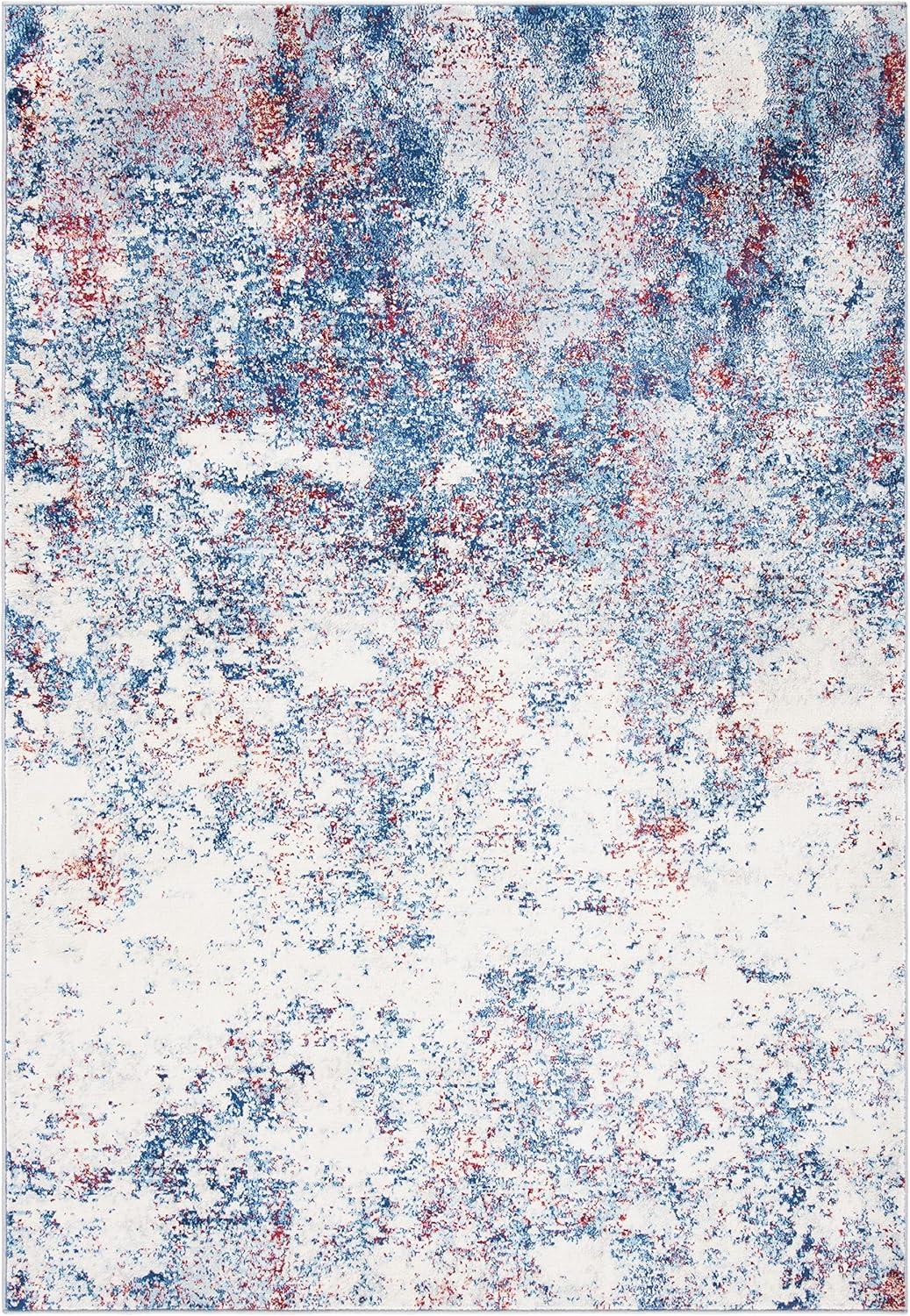 image:imageSAFAVIEH Brentwood Collection Area Rug 9 x 12 Grey amp Ivory Modern Abstract Design NonShedding amp Easy Care Ideal for High Traffic Areas in Living Room Bedroom BNT822HNavyRed