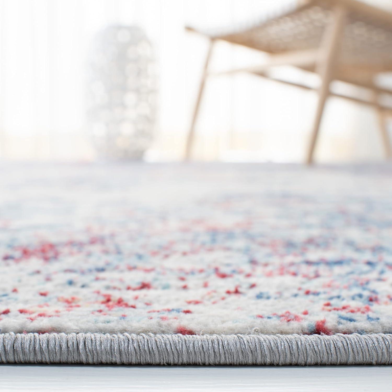 image:imageSAFAVIEH Brentwood Collection Area Rug 9 x 12 Grey amp Ivory Modern Abstract Design NonShedding amp Easy Care Ideal for High Traffic Areas in Living Room Bedroom BNT822HNavyRed