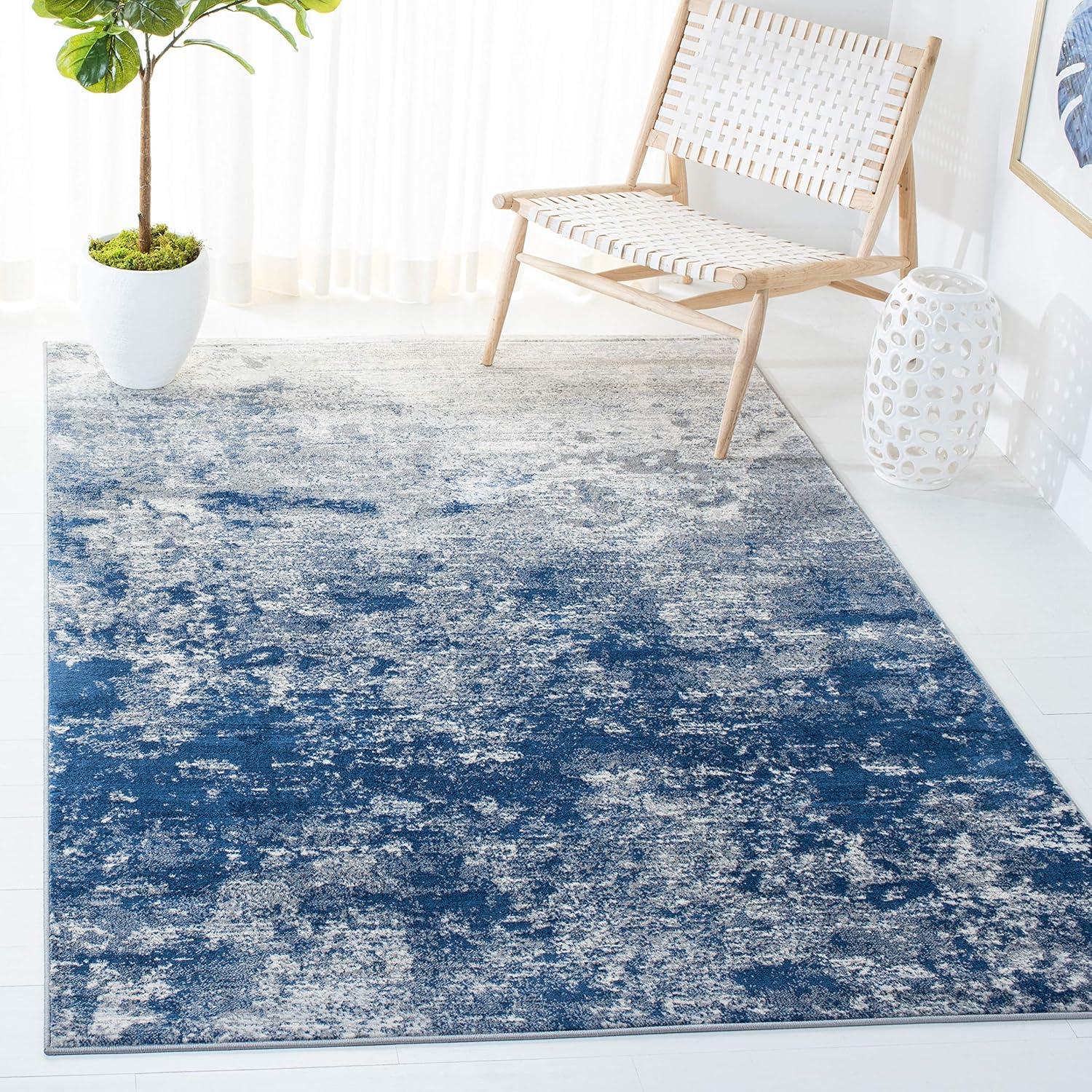 image:imageSAFAVIEH Brentwood Collection Area Rug 9 x 12 Grey amp Ivory Modern Abstract Design NonShedding amp Easy Care Ideal for High Traffic Areas in Living Room Bedroom BNT822HGreyNavy