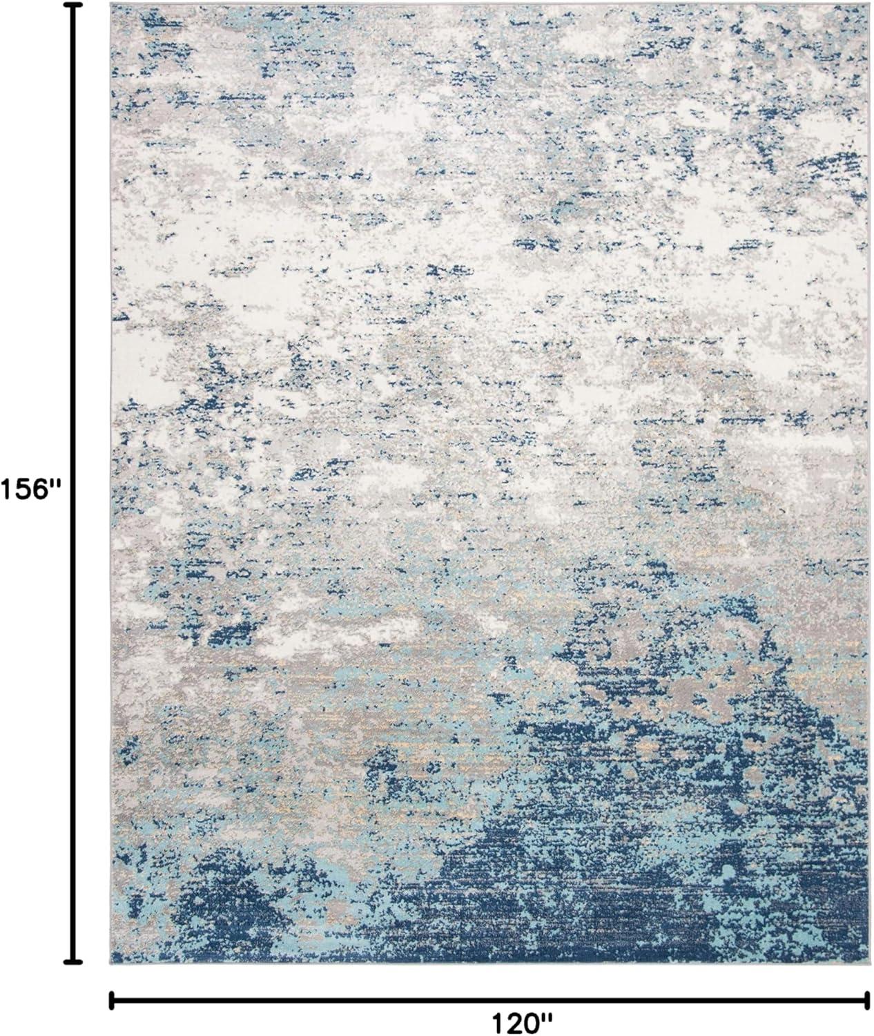 image:imageSAFAVIEH Brentwood Collection Area Rug 9 x 12 Grey amp Ivory Modern Abstract Design NonShedding amp Easy Care Ideal for High Traffic Areas in Living Room Bedroom BNT822HLight Grey Blue