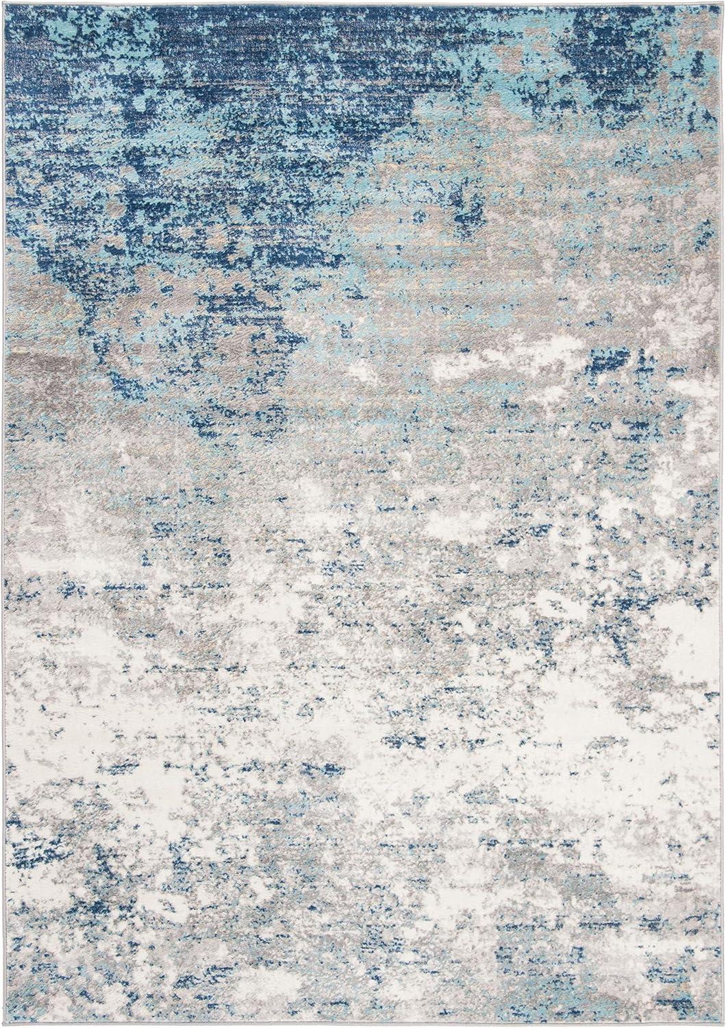image:imageSAFAVIEH Brentwood Collection Area Rug 9 x 12 Grey amp Ivory Modern Abstract Design NonShedding amp Easy Care Ideal for High Traffic Areas in Living Room Bedroom BNT822HLight Grey Blue