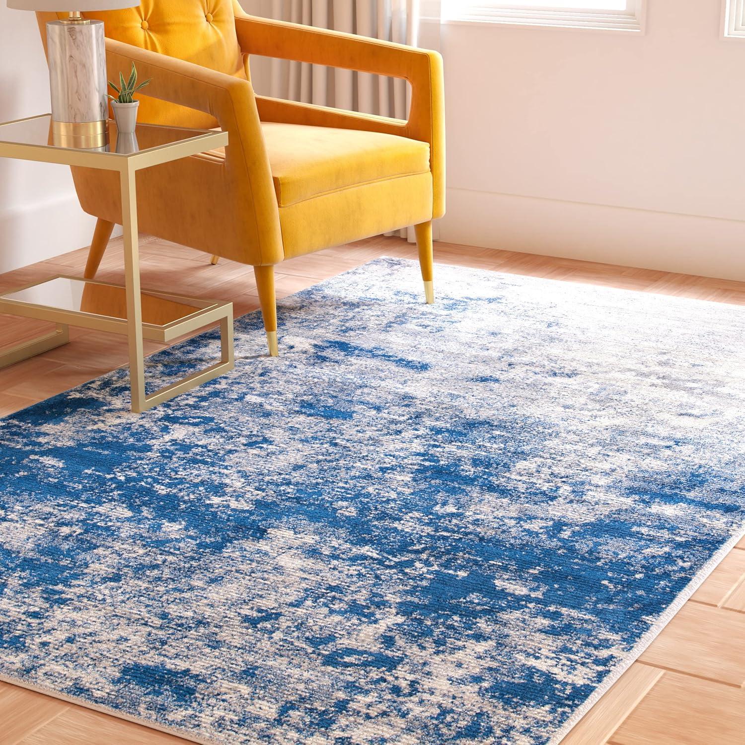 image:imageSAFAVIEH Brentwood Collection Area Rug 9 x 12 Grey amp Ivory Modern Abstract Design NonShedding amp Easy Care Ideal for High Traffic Areas in Living Room Bedroom BNT822HGreyNavy