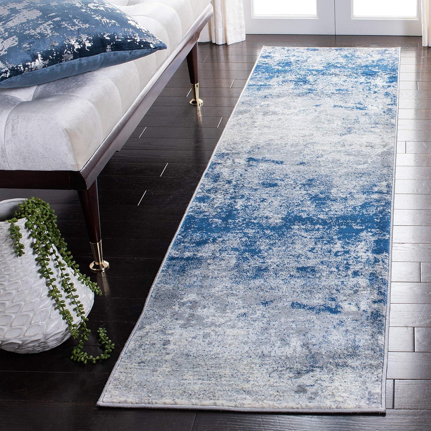image:imageSAFAVIEH Brentwood Collection Area Rug 9 x 12 Grey amp Ivory Modern Abstract Design NonShedding amp Easy Care Ideal for High Traffic Areas in Living Room Bedroom BNT822HGreyNavy