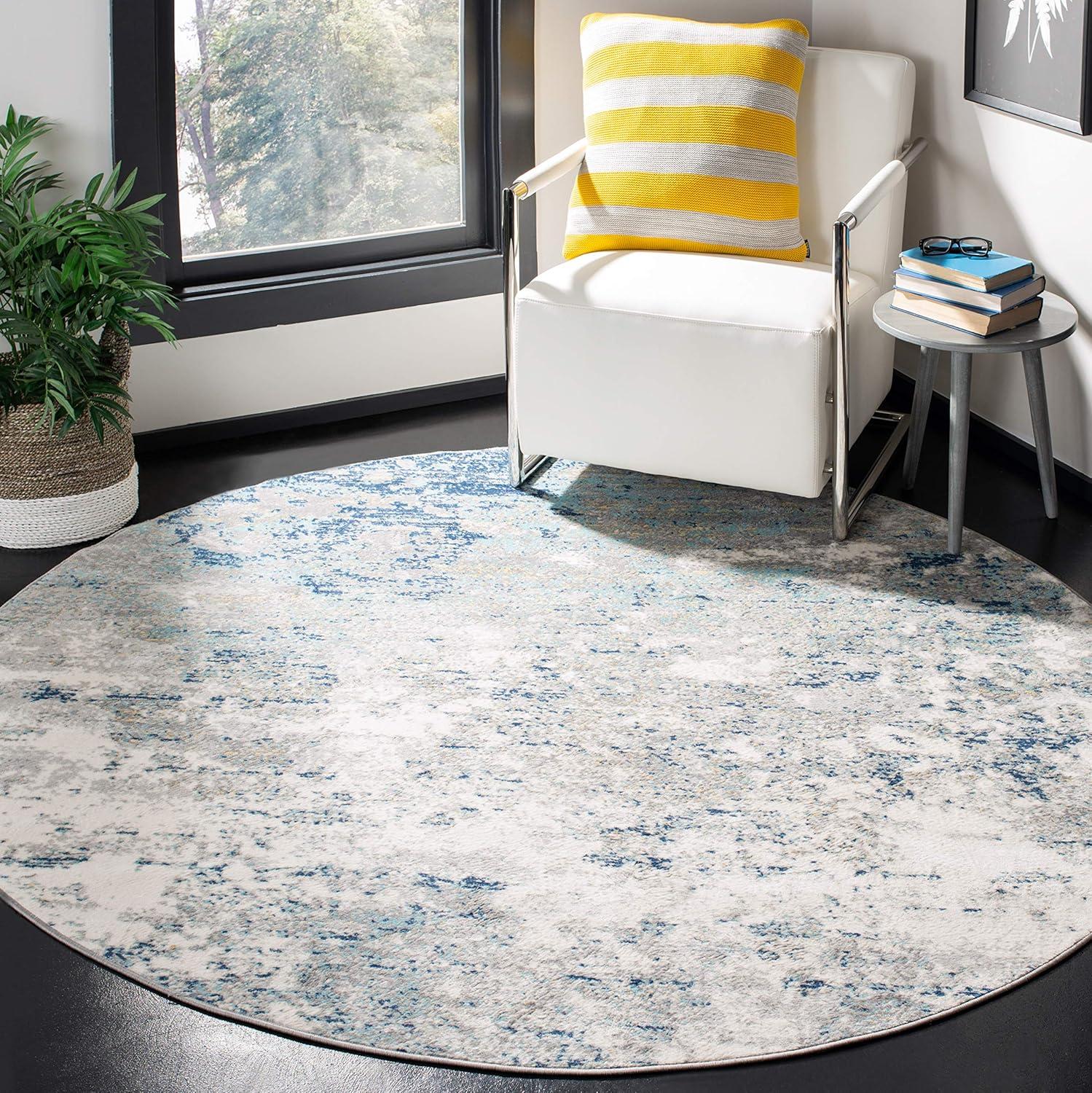 image:imageSAFAVIEH Brentwood Collection Area Rug 9 x 12 Grey amp Ivory Modern Abstract Design NonShedding amp Easy Care Ideal for High Traffic Areas in Living Room Bedroom BNT822HLight Grey Blue