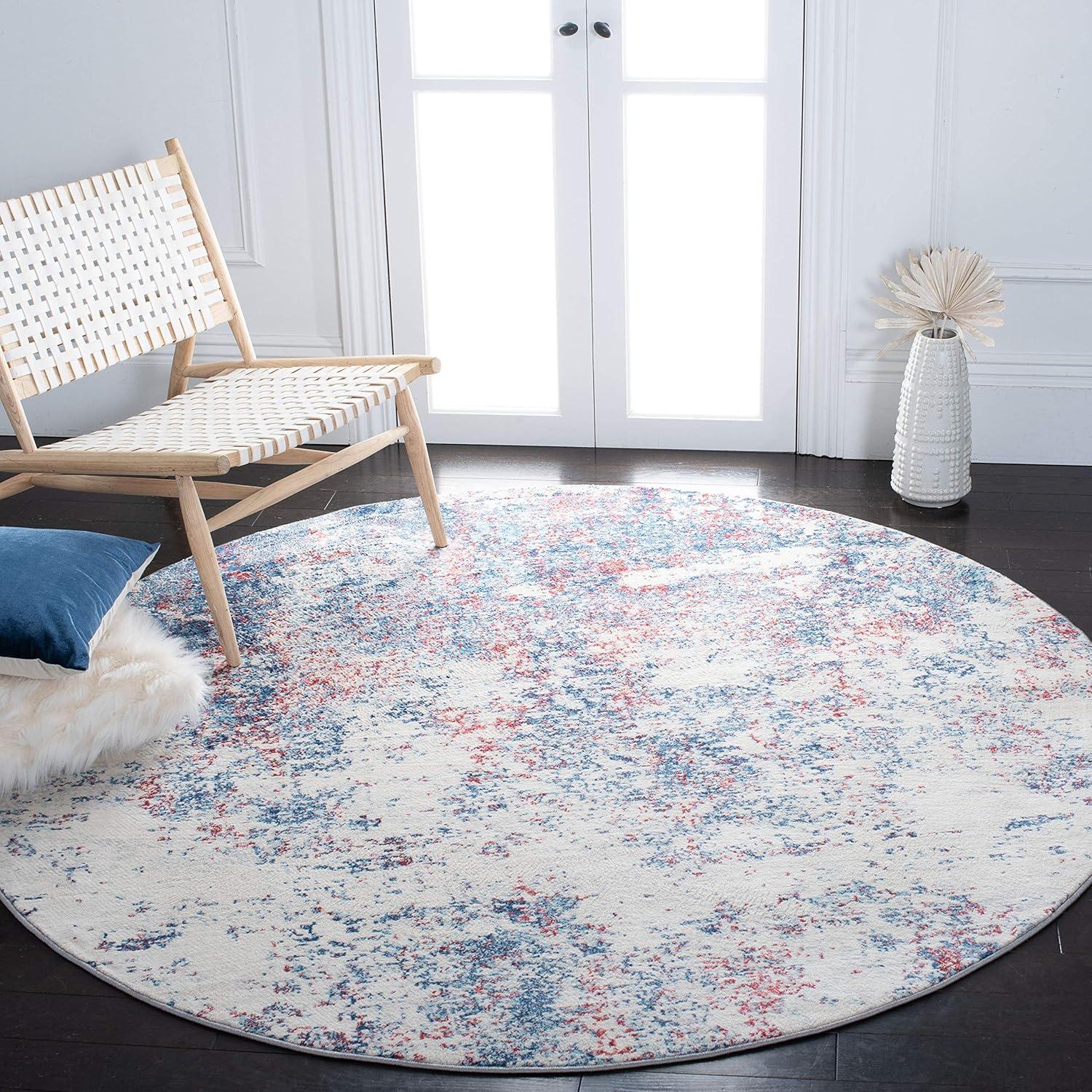 image:imageSAFAVIEH Brentwood Collection Area Rug 9 x 12 Grey amp Ivory Modern Abstract Design NonShedding amp Easy Care Ideal for High Traffic Areas in Living Room Bedroom BNT822HNavyRed