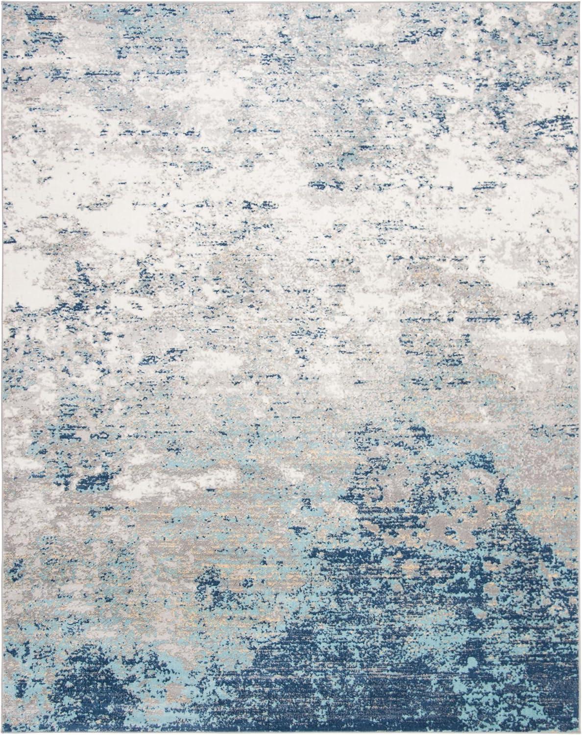 image:imageSAFAVIEH Brentwood Collection Area Rug 9 x 12 Grey amp Ivory Modern Abstract Design NonShedding amp Easy Care Ideal for High Traffic Areas in Living Room Bedroom BNT822HLight Grey Blue