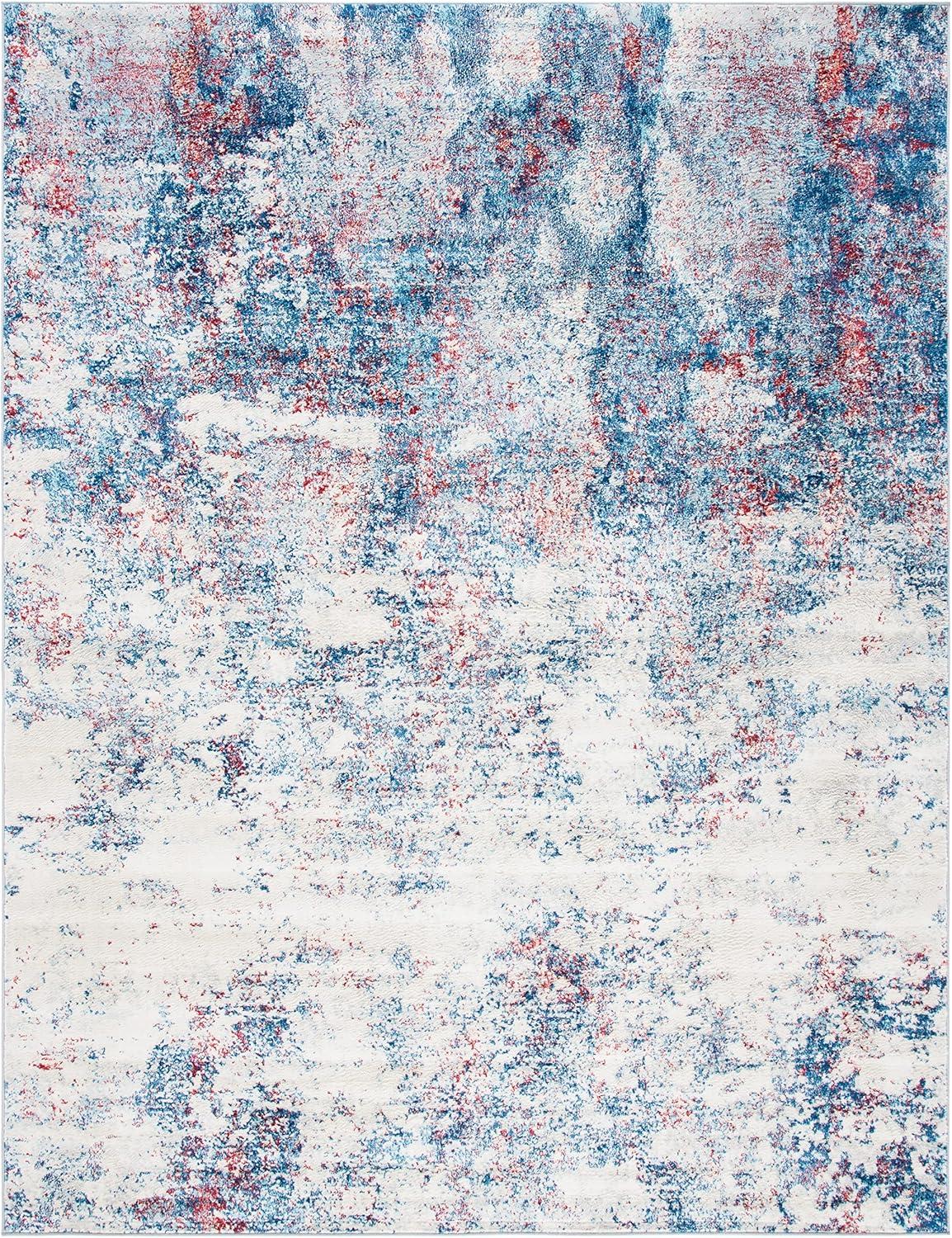 image:imageSAFAVIEH Brentwood Collection Area Rug 9 x 12 Grey amp Ivory Modern Abstract Design NonShedding amp Easy Care Ideal for High Traffic Areas in Living Room Bedroom BNT822HNavyRed