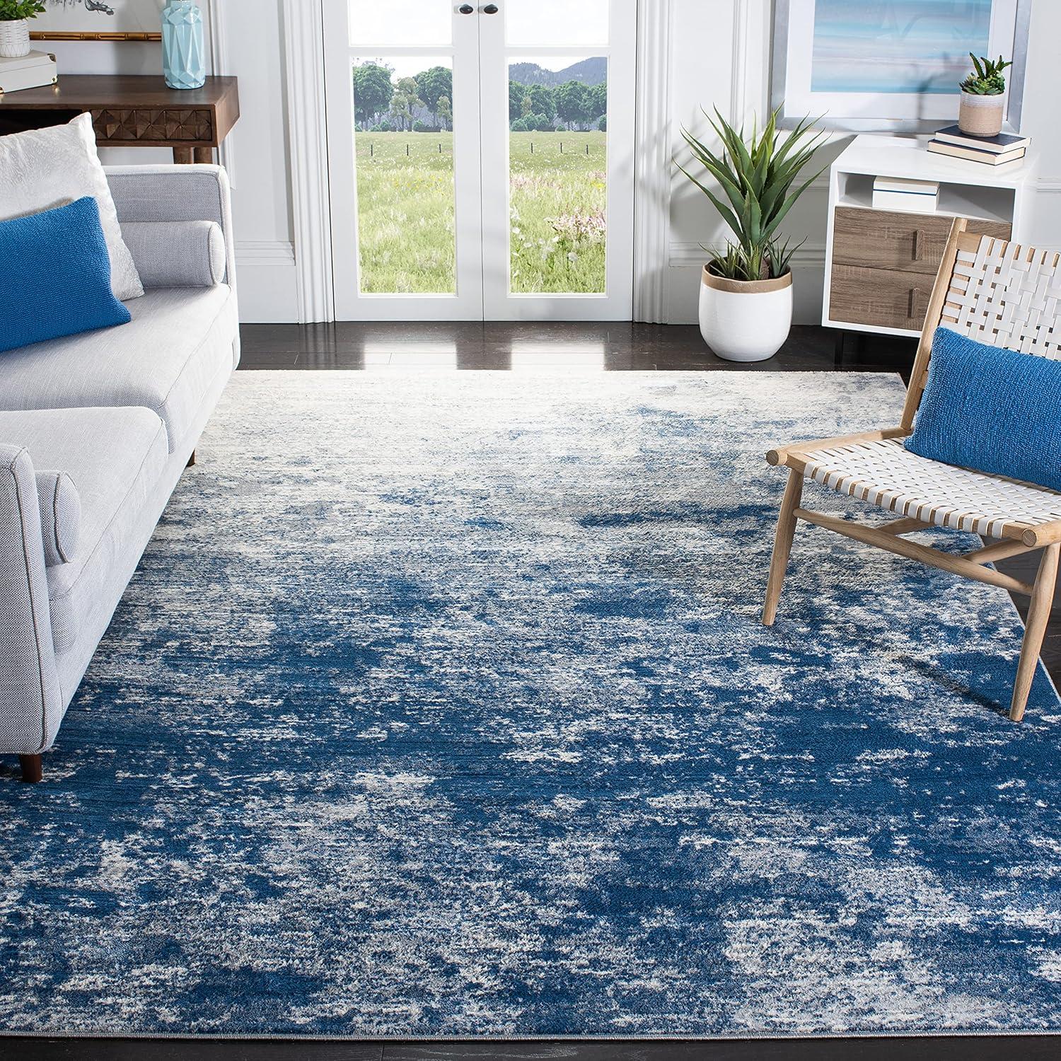 image:imageSAFAVIEH Brentwood Collection Area Rug 9 x 12 Grey amp Ivory Modern Abstract Design NonShedding amp Easy Care Ideal for High Traffic Areas in Living Room Bedroom BNT822HGreyNavy