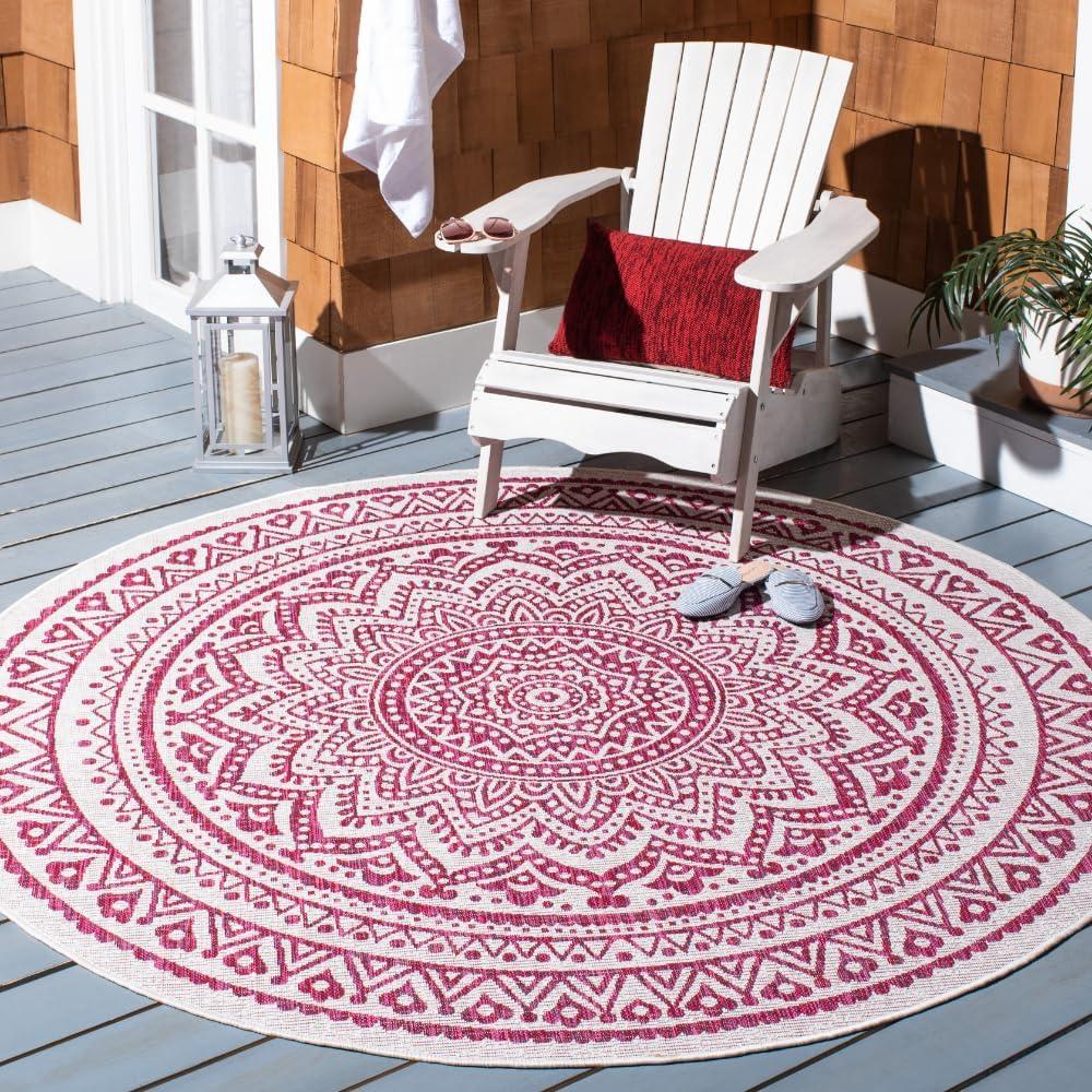image:imageSAFAVIEH Courtyard Collection 8 x 10 BeigeBrown CY8734 IndoorOutdoor Patio Backyard Mudroom AreaRugIvoryFuchsia