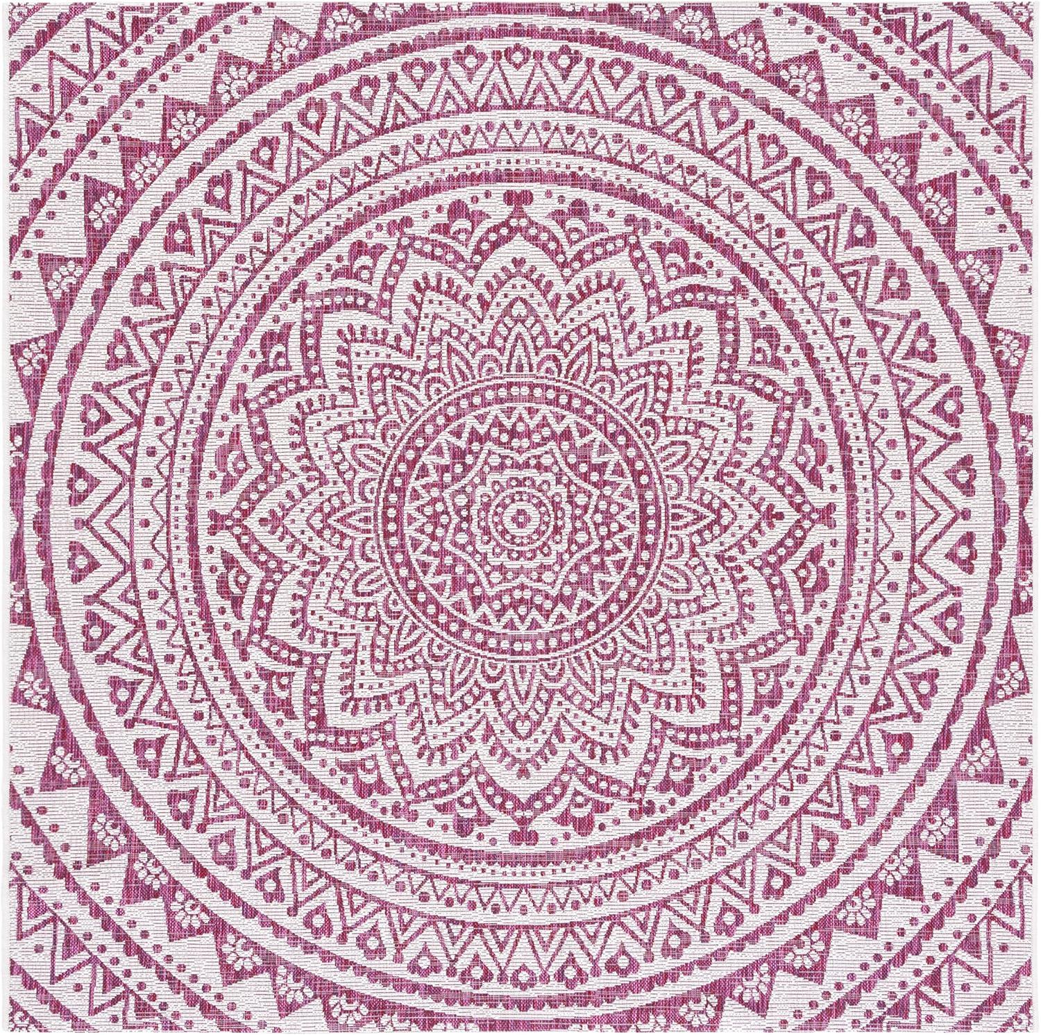 image:imageSAFAVIEH Courtyard Collection 8 x 10 BeigeBrown CY8734 IndoorOutdoor Patio Backyard Mudroom AreaRugIvoryFuchsia