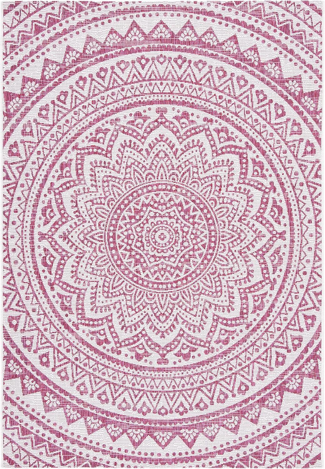 image:imageSAFAVIEH Courtyard Collection 8 x 10 BeigeBrown CY8734 IndoorOutdoor Patio Backyard Mudroom AreaRugIvoryFuchsia